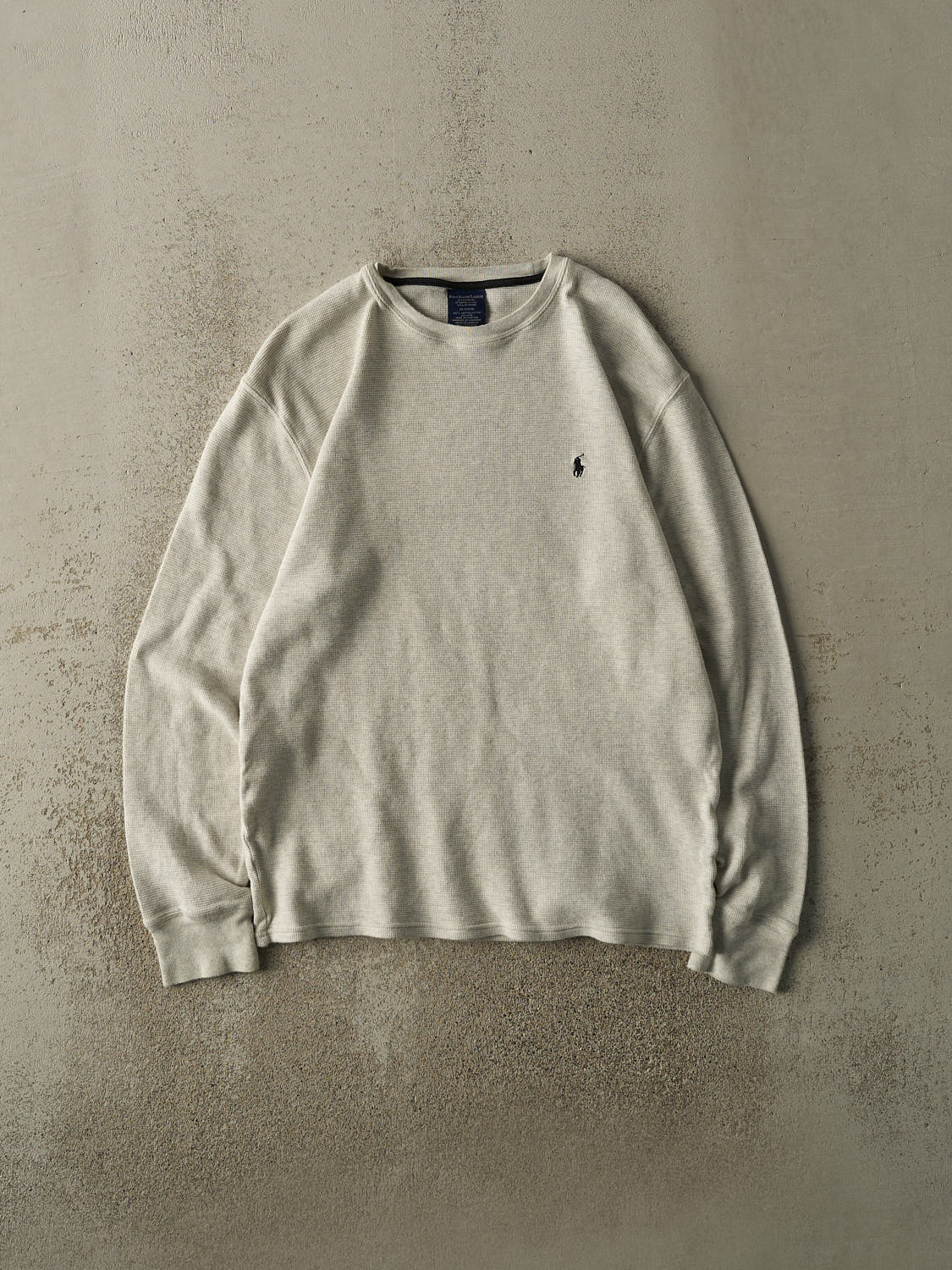 Vintage Y2K Heather Grey Polo Ralph Lauren Thermal Long Sleeve (M/L)