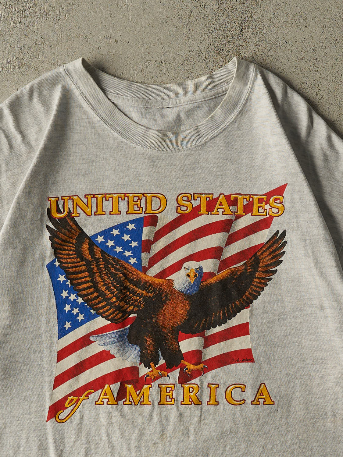 Vintage Y2K Heather Grey USA Eagle Tee (L/XL) - Image 2