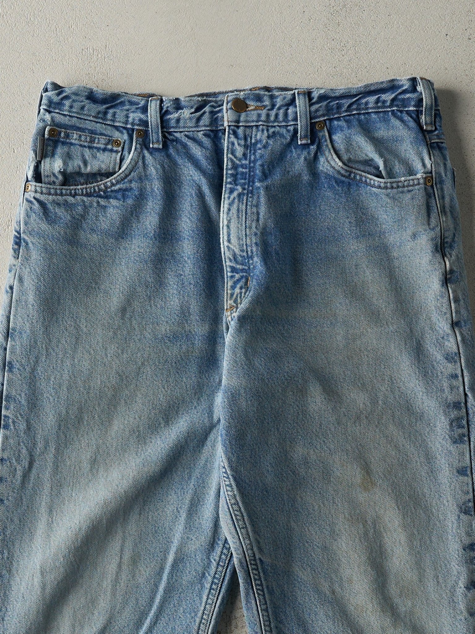 Vintage 90s Light Wash Flannel Lined Carhartt Jeans (35x31.5) - Image 4