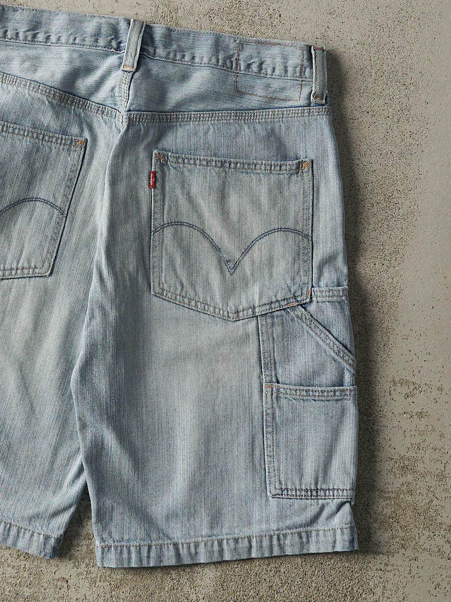 Vintage Y2K Light Wash Levi's Carpenter Jean Shorts (32x11) - Image 4