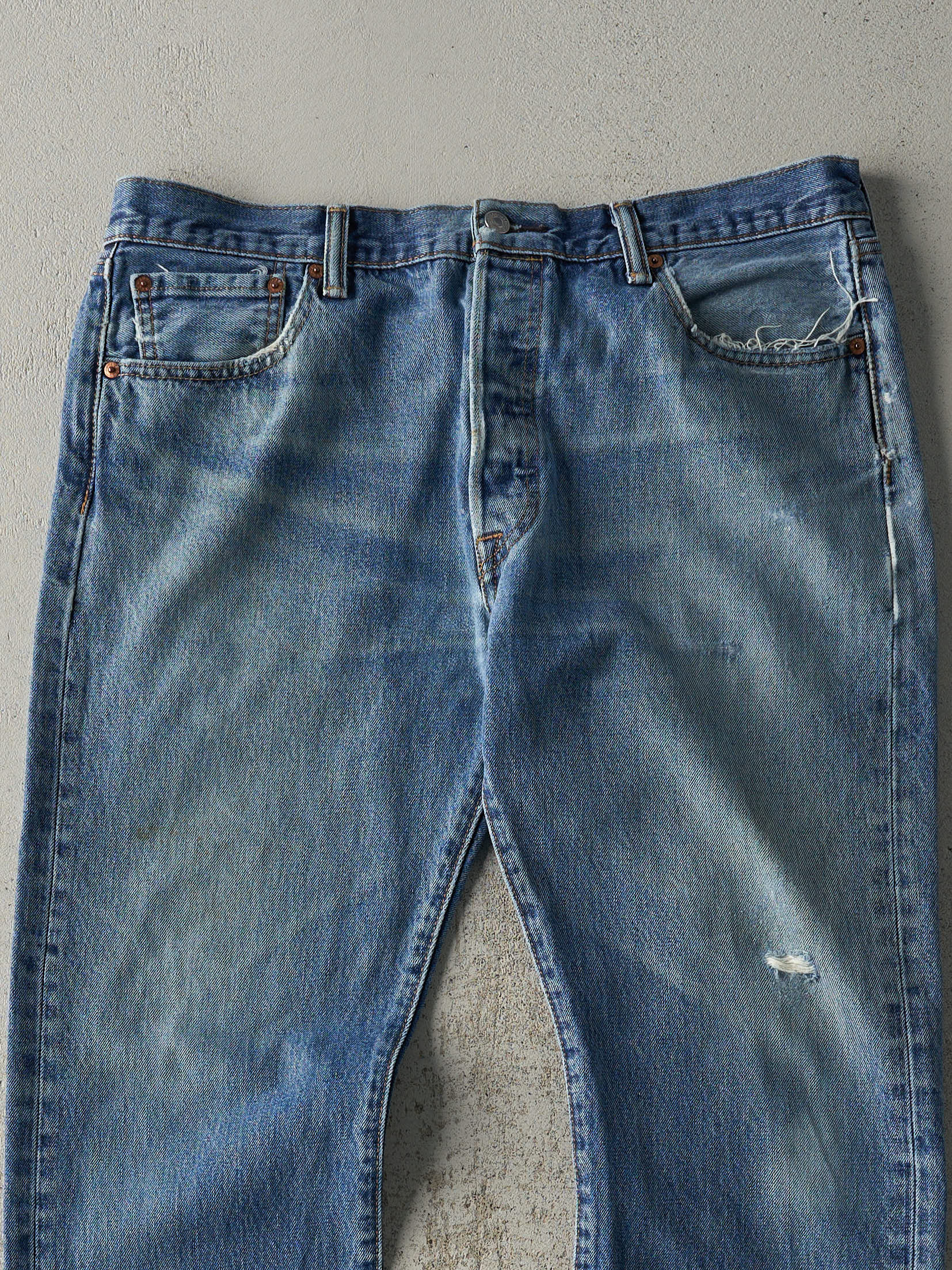 Vintage Y2K Mid Wash Levi's 501 Jeans (36.5x30) - Image 4