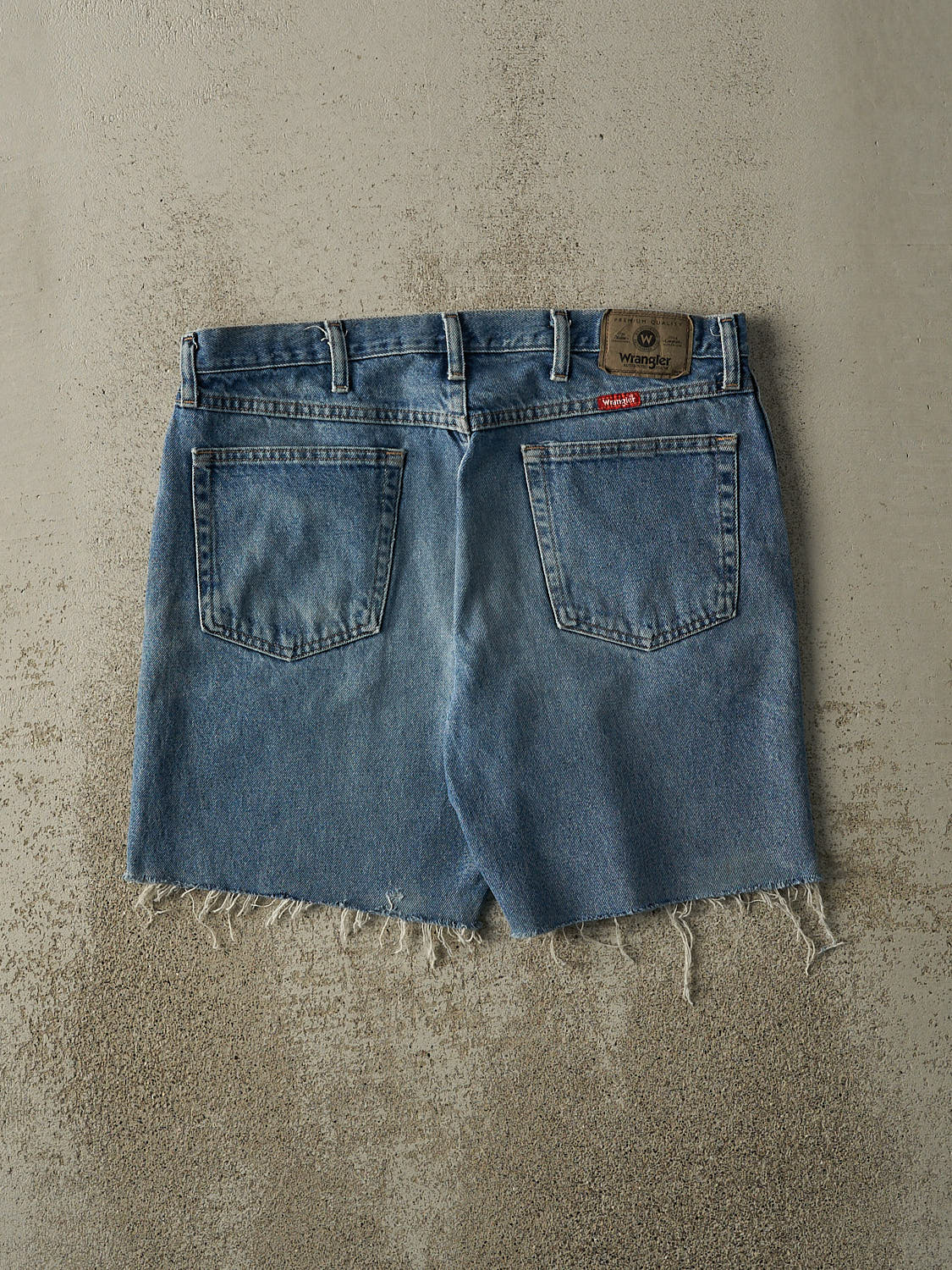 Vintage Y2K Mid Wash Wrangler Cut Off Jean Shorts (36x7.5) - Image 3