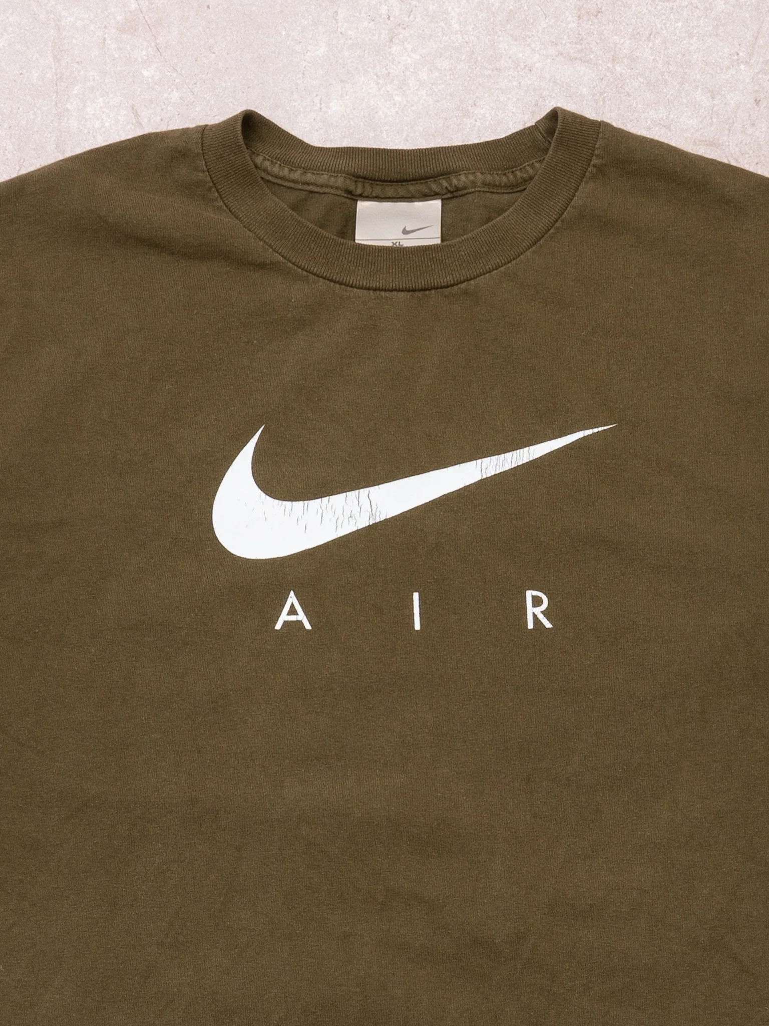 Vintage Y2K Moss Green Nike Air Logo Tee (L) - Image 2