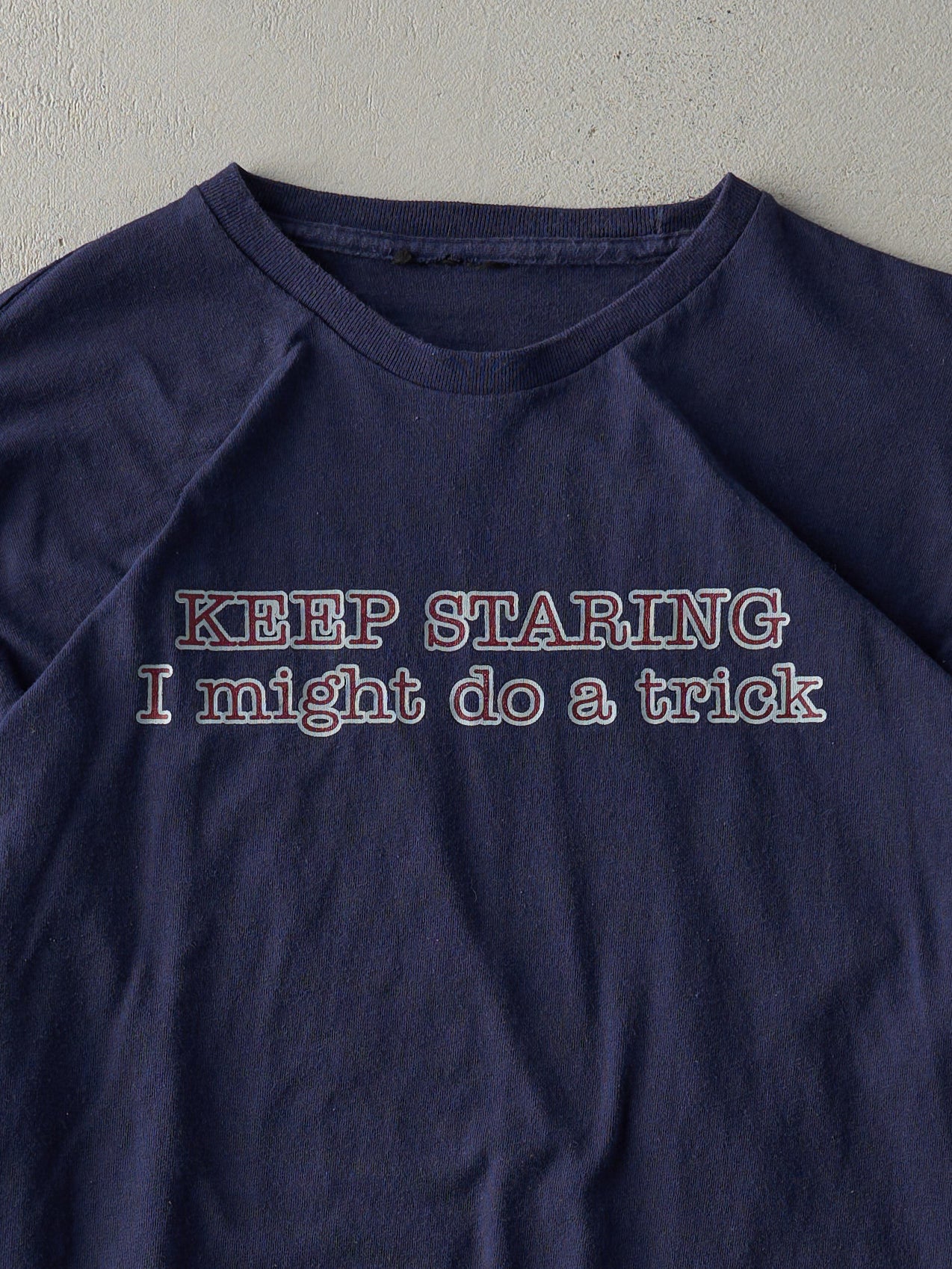 Vintage Y2K Navy and Grey "I Might Do A Trick" Long Sleeve (L) - Image 3
