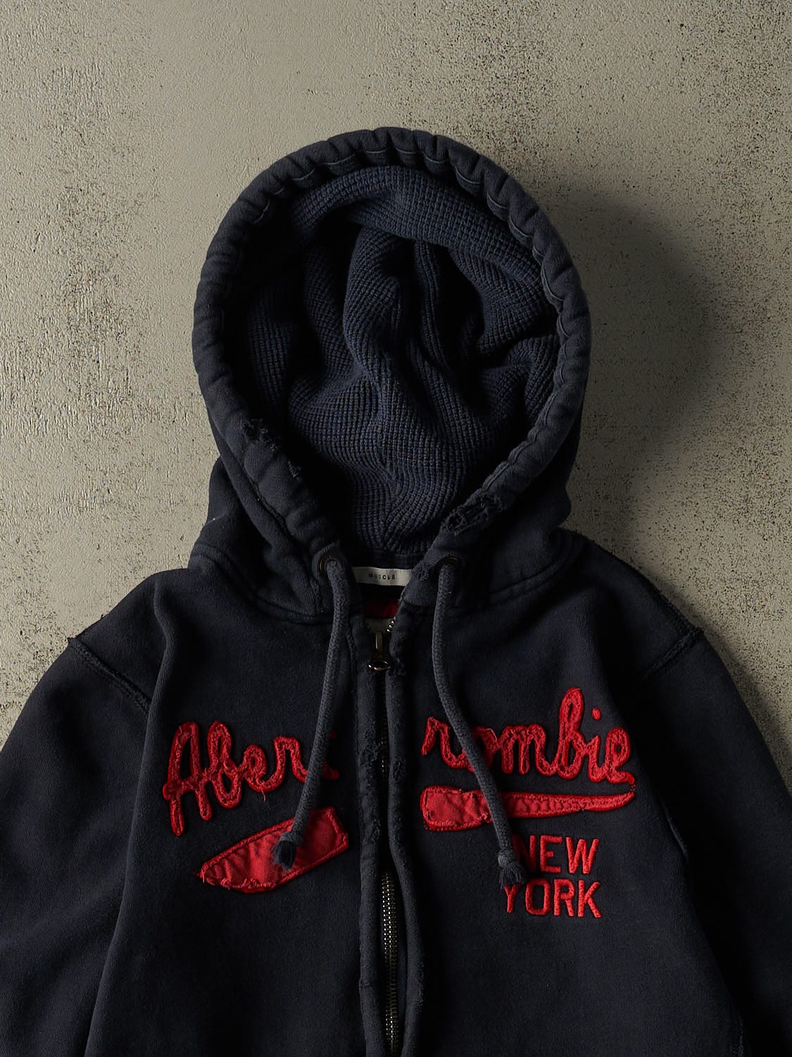 Vintage Y2K Navy Blue Abercrombie New York Zip Up Hoodie (M) - Image 2