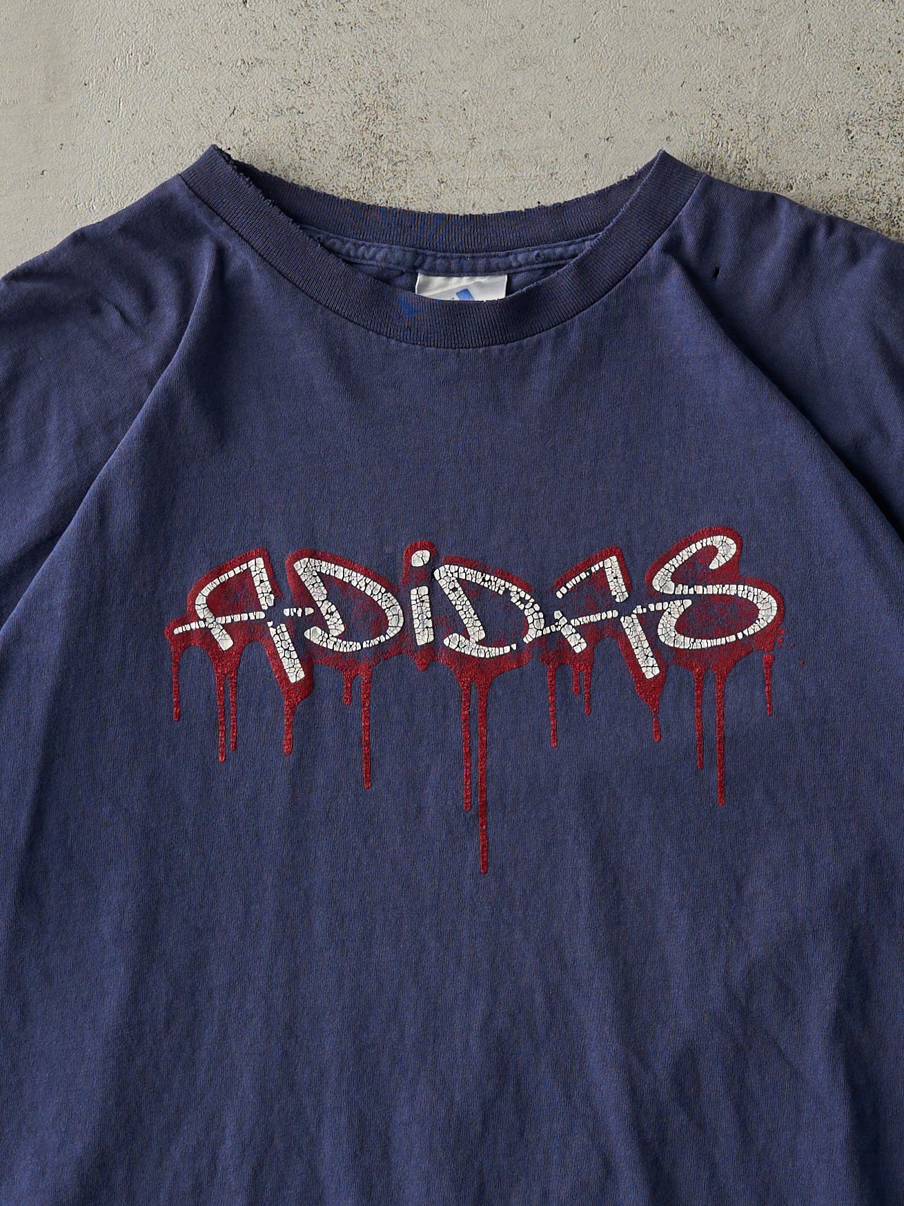 Vintage Y2K Navy Blue Adidas Logo Tee (L) - Image 3