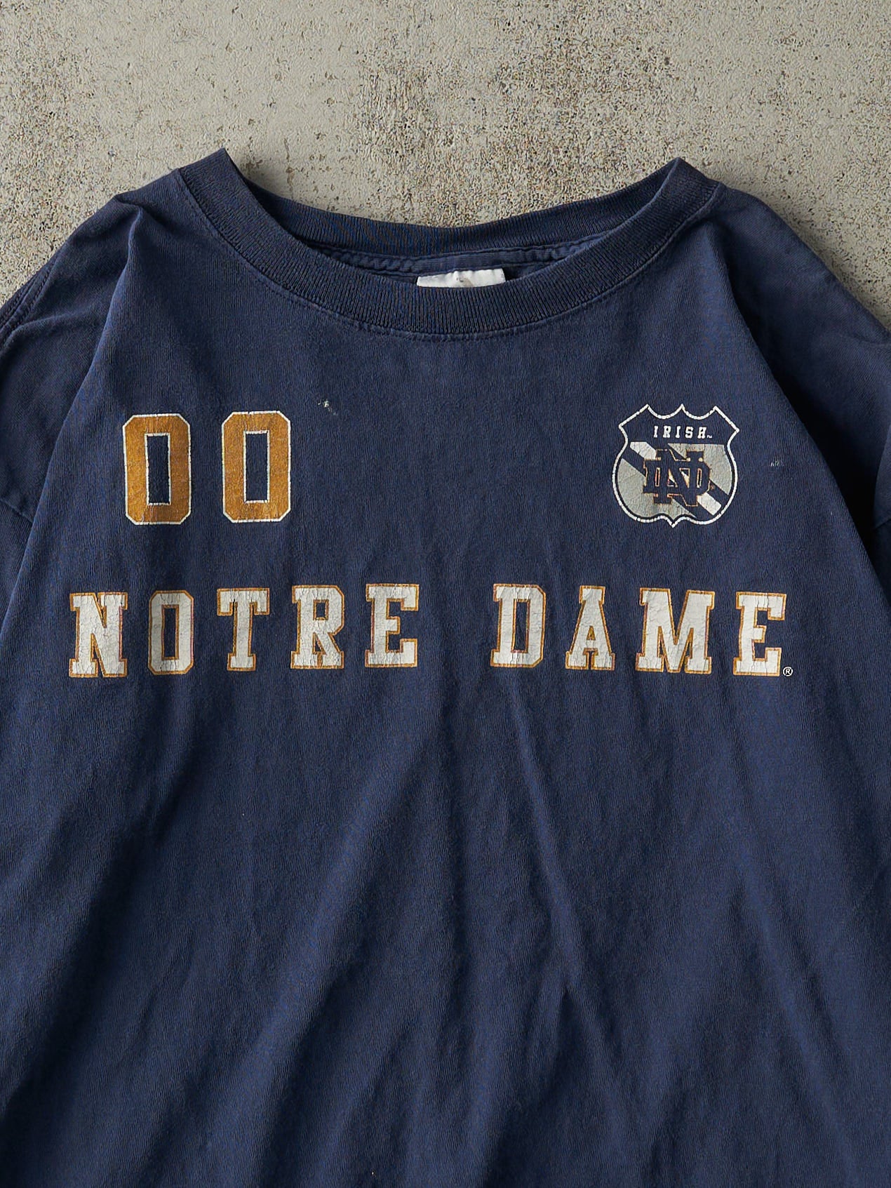 Vintage Y2K Navy Blue Adidas Notre Dame Long Sleeve (L) - Image 2