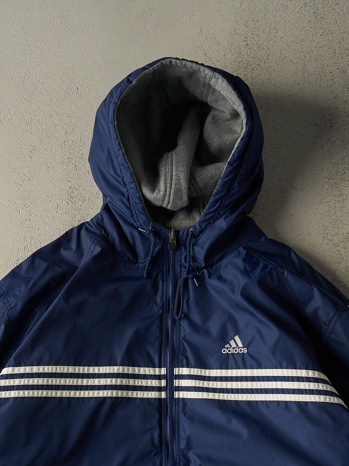 Vintage Y2K Navy Blue Adidas Reversible Windbreaker Jacket (XXL/XXXL) - Image 4