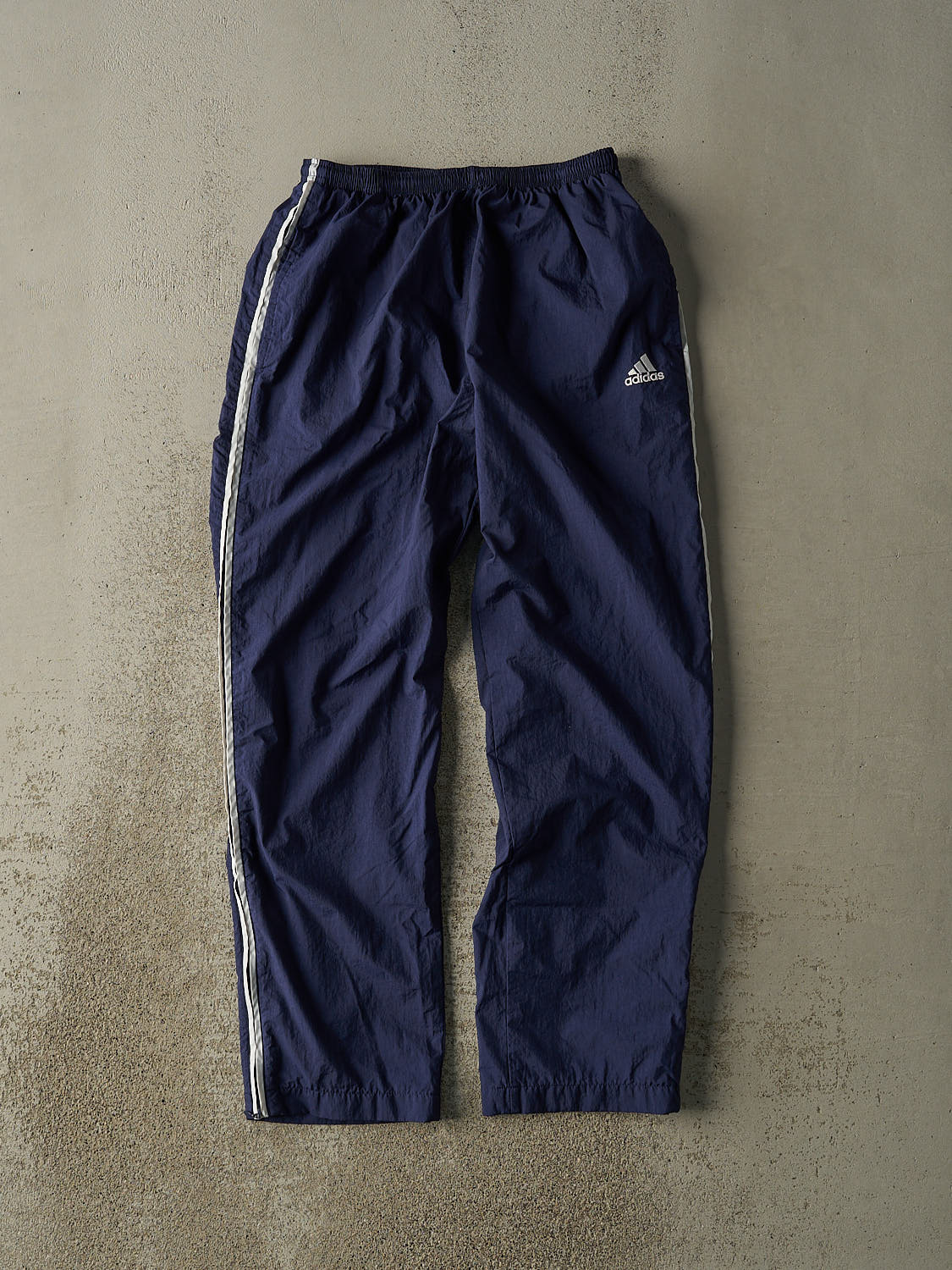 Vintage Y2K Navy Blue Adidas Striped Track Pants (26x29)