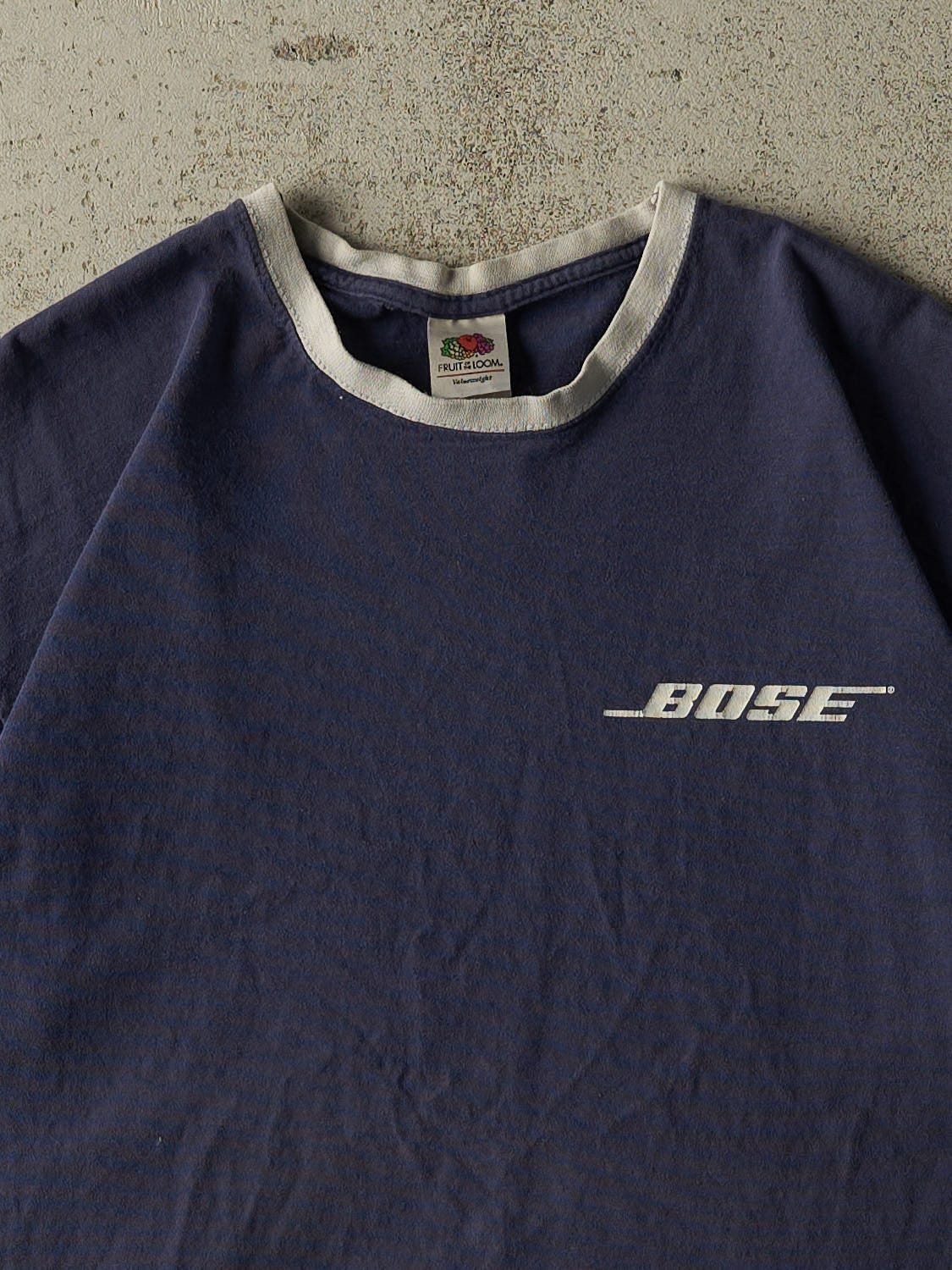 Vintage Y2K Navy Blue Bose Ringer Tee (M) - Image 2