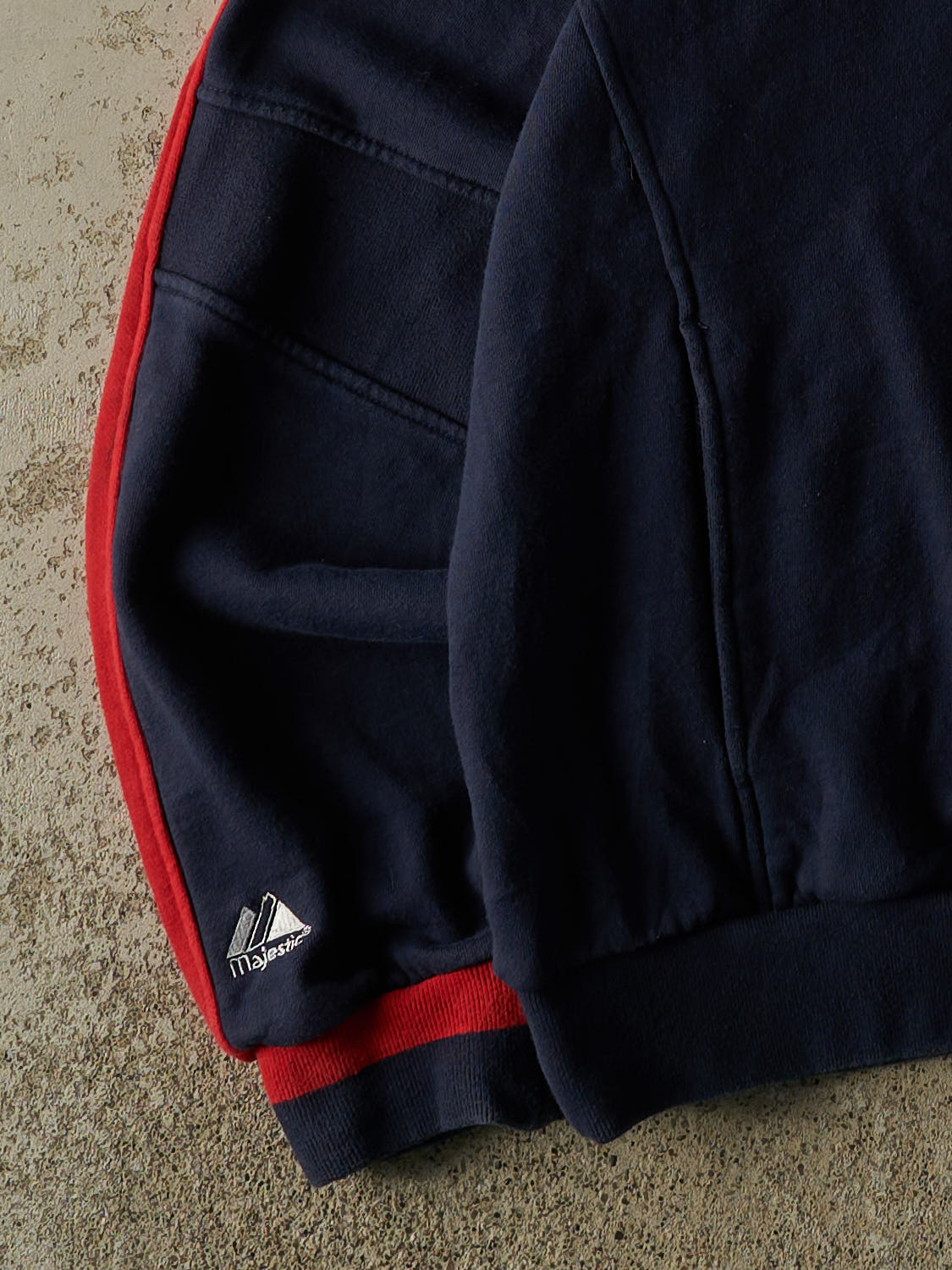 Vintage Y2K Navy Blue Boston Red Sox Zip Up Sweater (XL) - Image 3