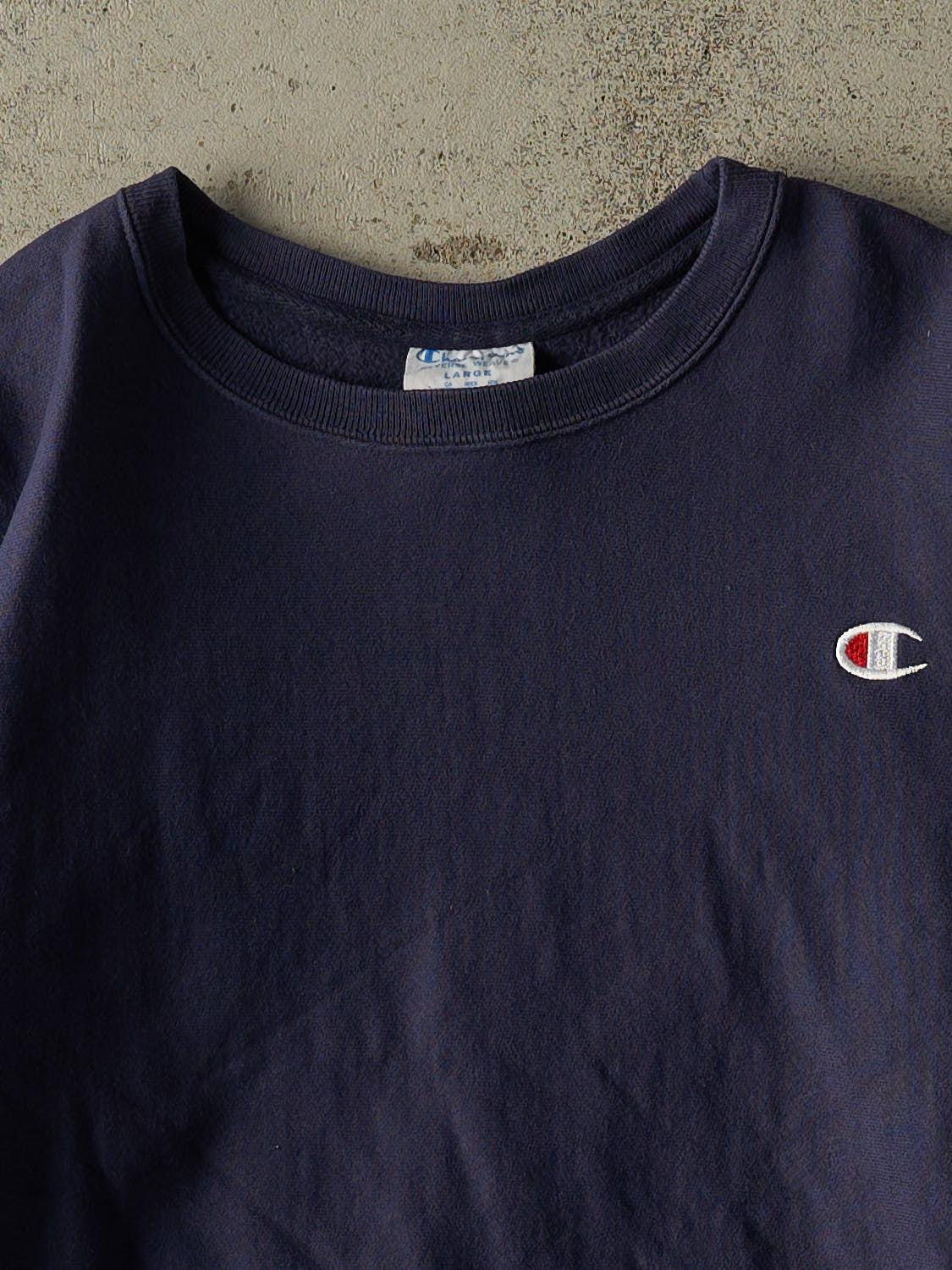 Vintage Y2K Navy Blue Champion Reverse Weave Embroidered Crewneck (S) - Image 2