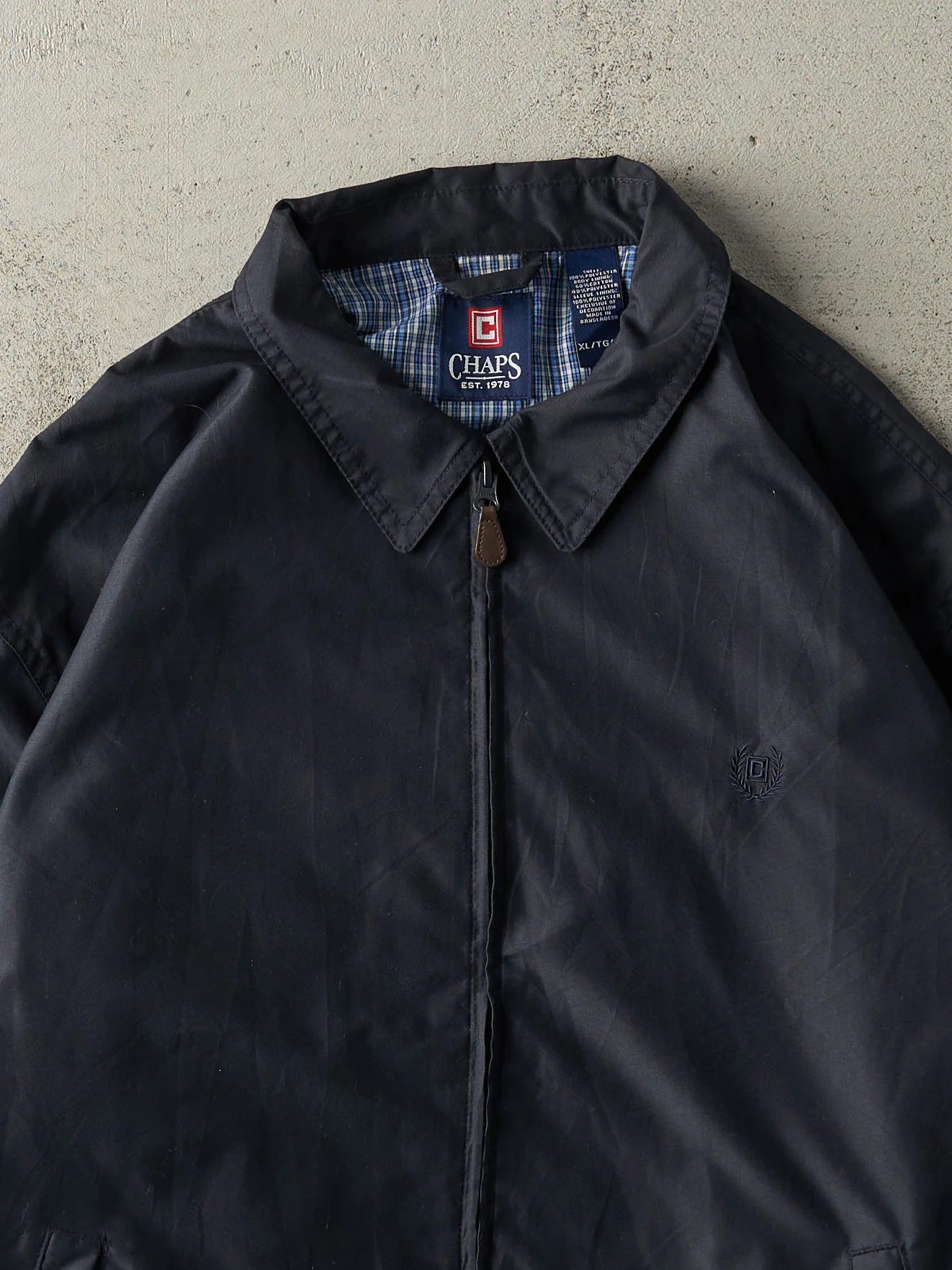 Vintage Y2K Navy Blue Chaps Harrington Jacket (XL) - Image 3