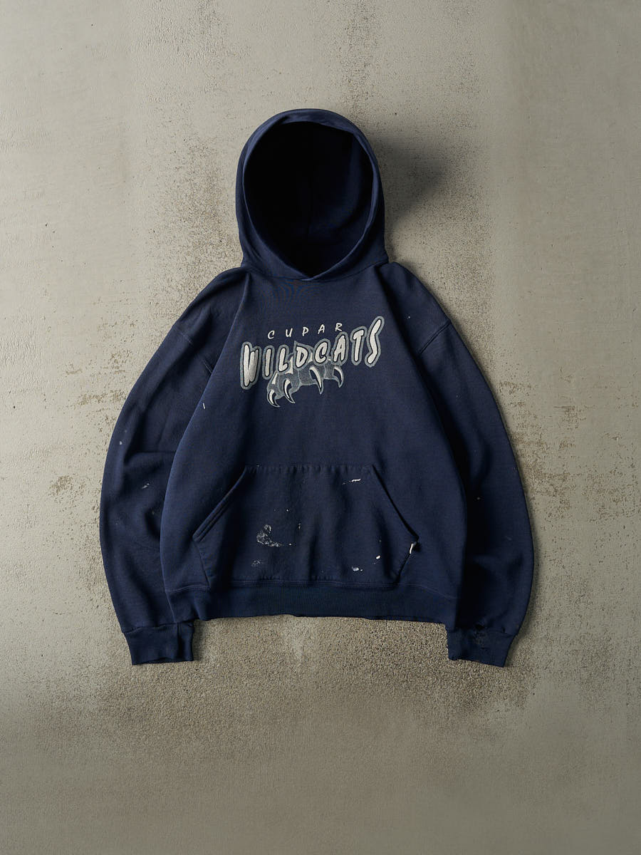 Vintage Y2K Navy Blue Cupar Wildcats Russell Athletic Hoodie (S/M)