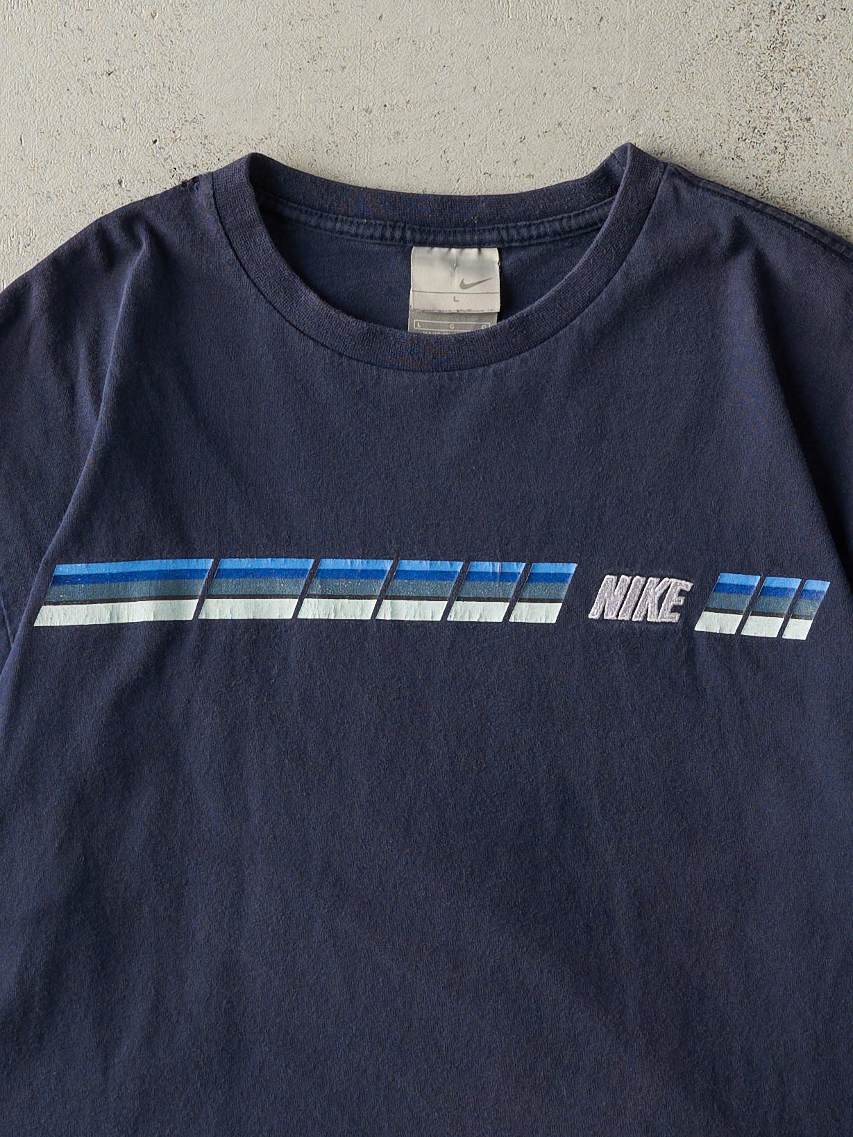 Vintage Y2K Navy Blue Embroidered Nike Tee (M) - Image 2