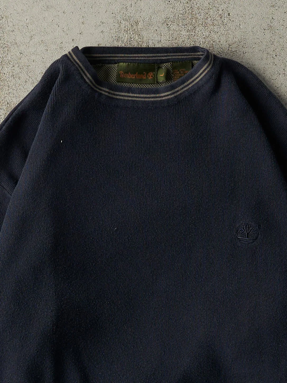 Vintage Y2K Navy Blue Embroidered Timberland Thermal Long Sleeve (M) - Image 2