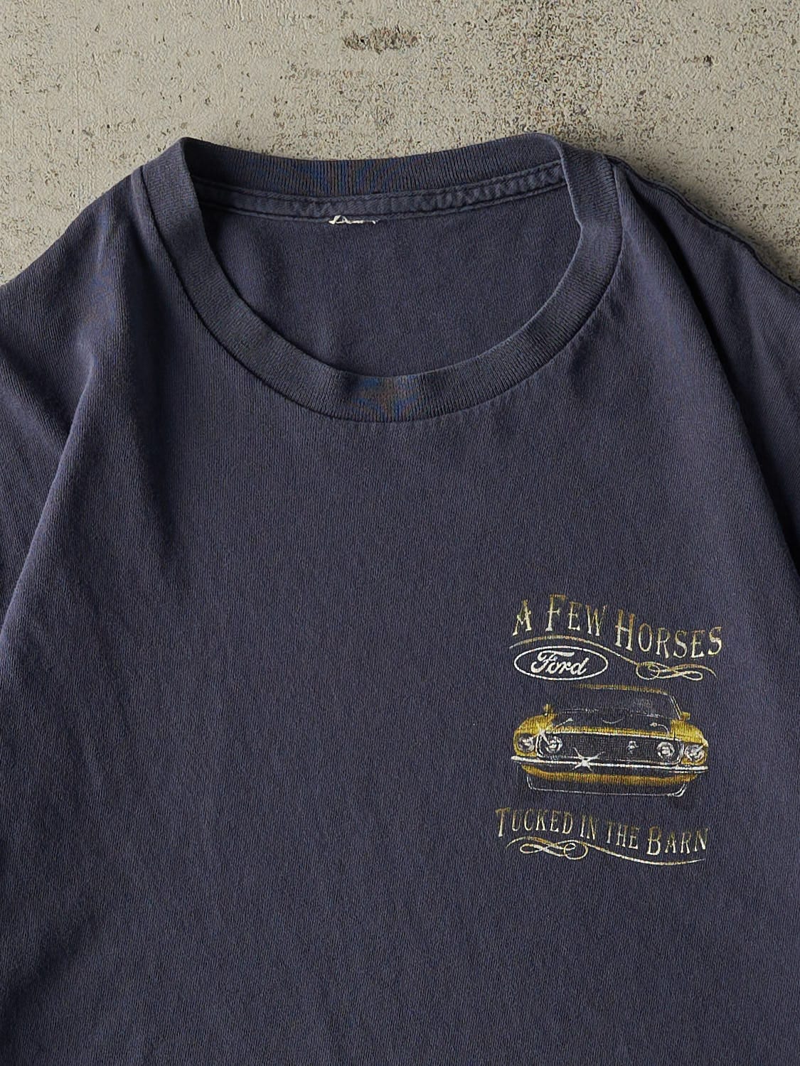 Vintage Y2K Navy Blue Ford "A Few Horses" Cropped Tee (XS/S) - Image 3