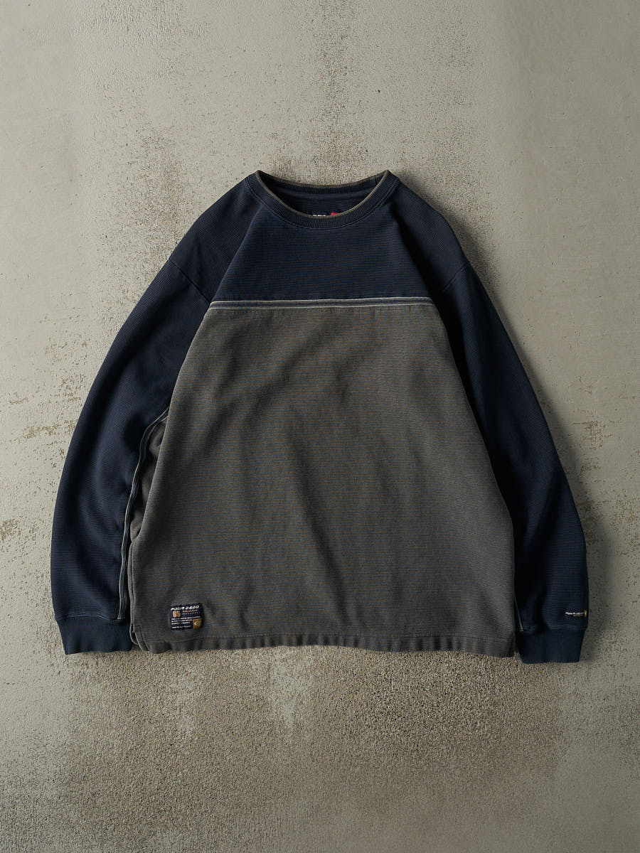 Vintage Y2K Navy Blue & Grey Point Zero Long Sleeve (L)
