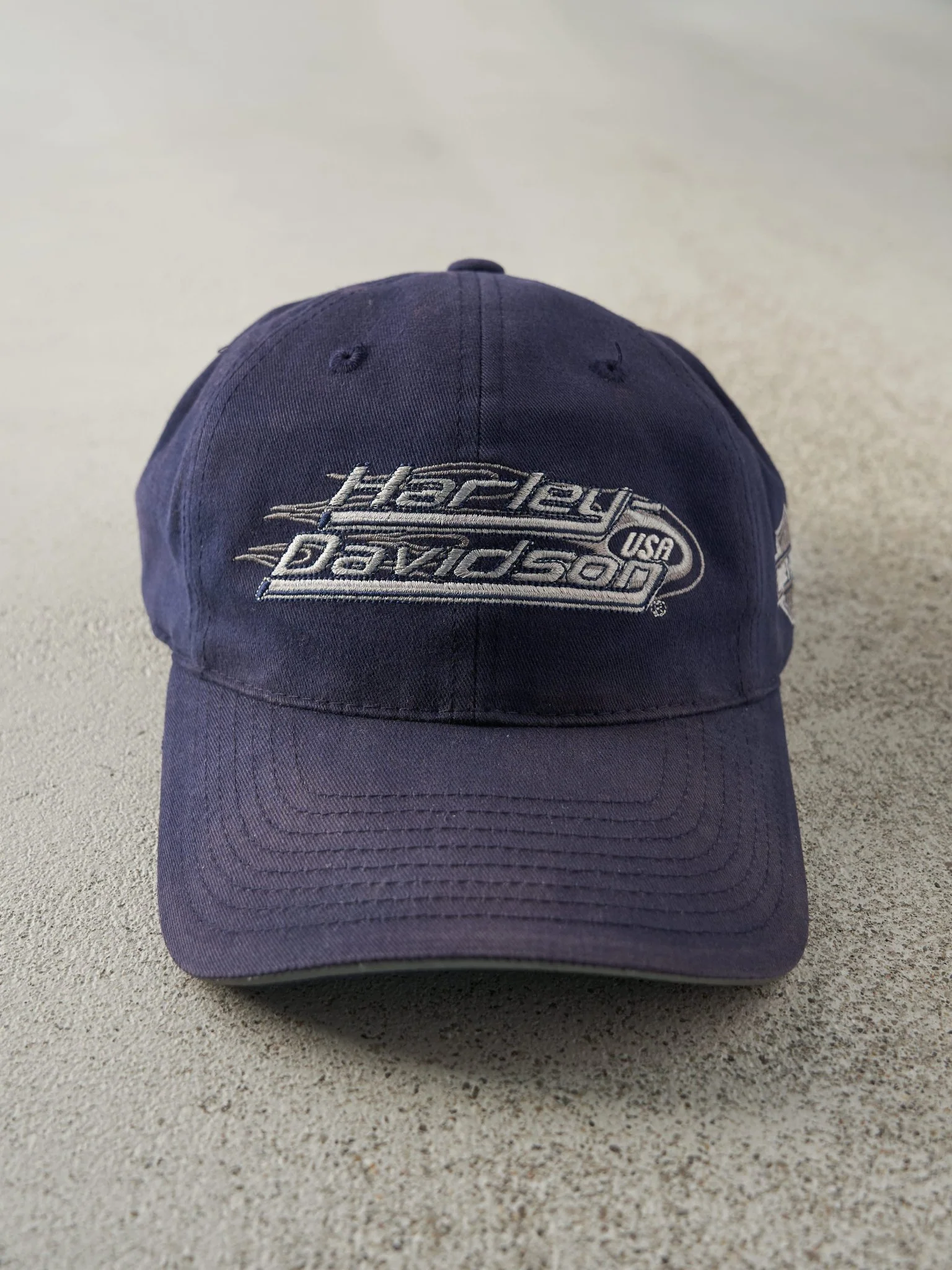 Vintage Y2K Navy Blue Harley Davidson Velcro Hat