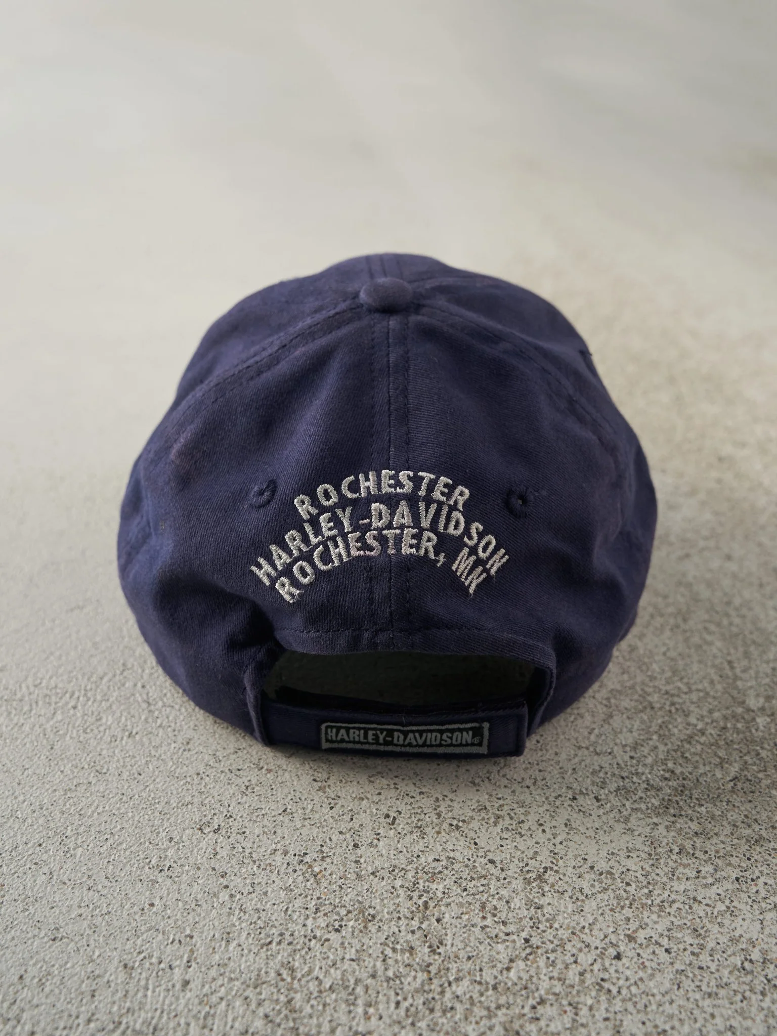 Vintage Y2K Navy Blue Harley Davidson Velcro Hat - Image 3