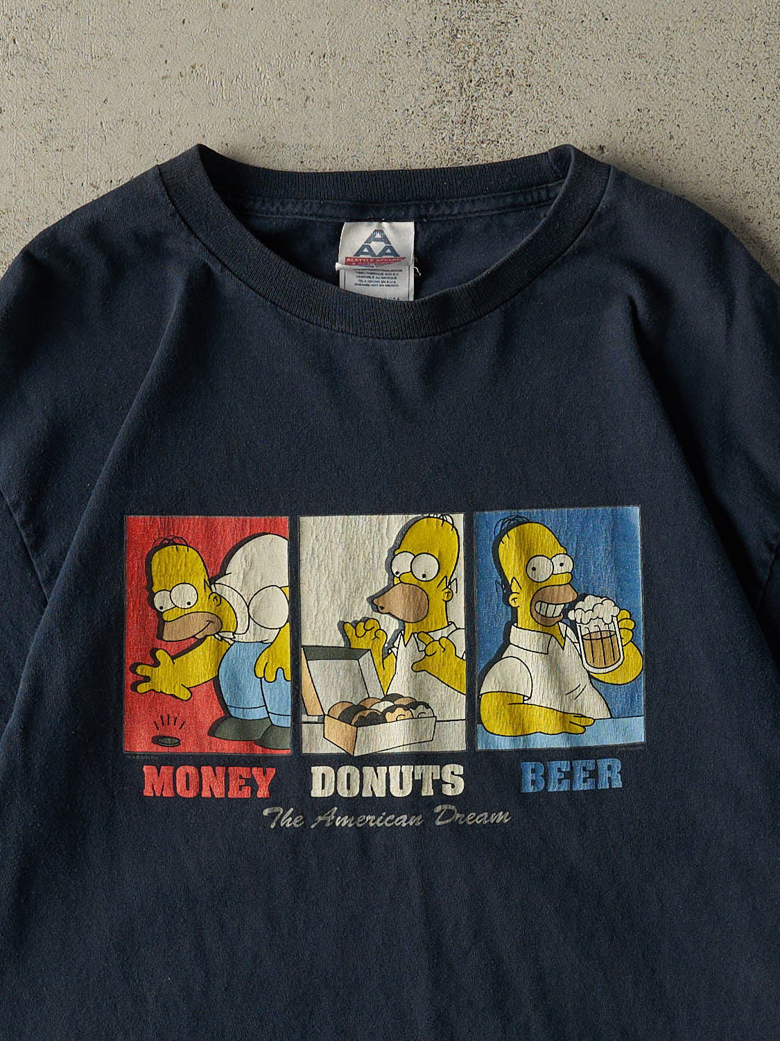 Vintage Y2K Navy Blue Homer Simpson Tee (L) - Image 2