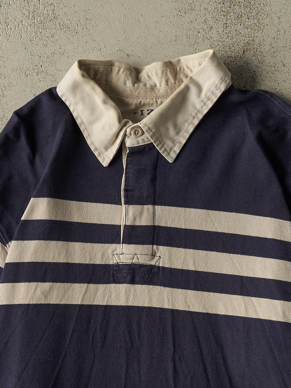 Vintage Y2K Navy Blue Izod Quarter Button Rugby Long Sleeve (L) - Image 2