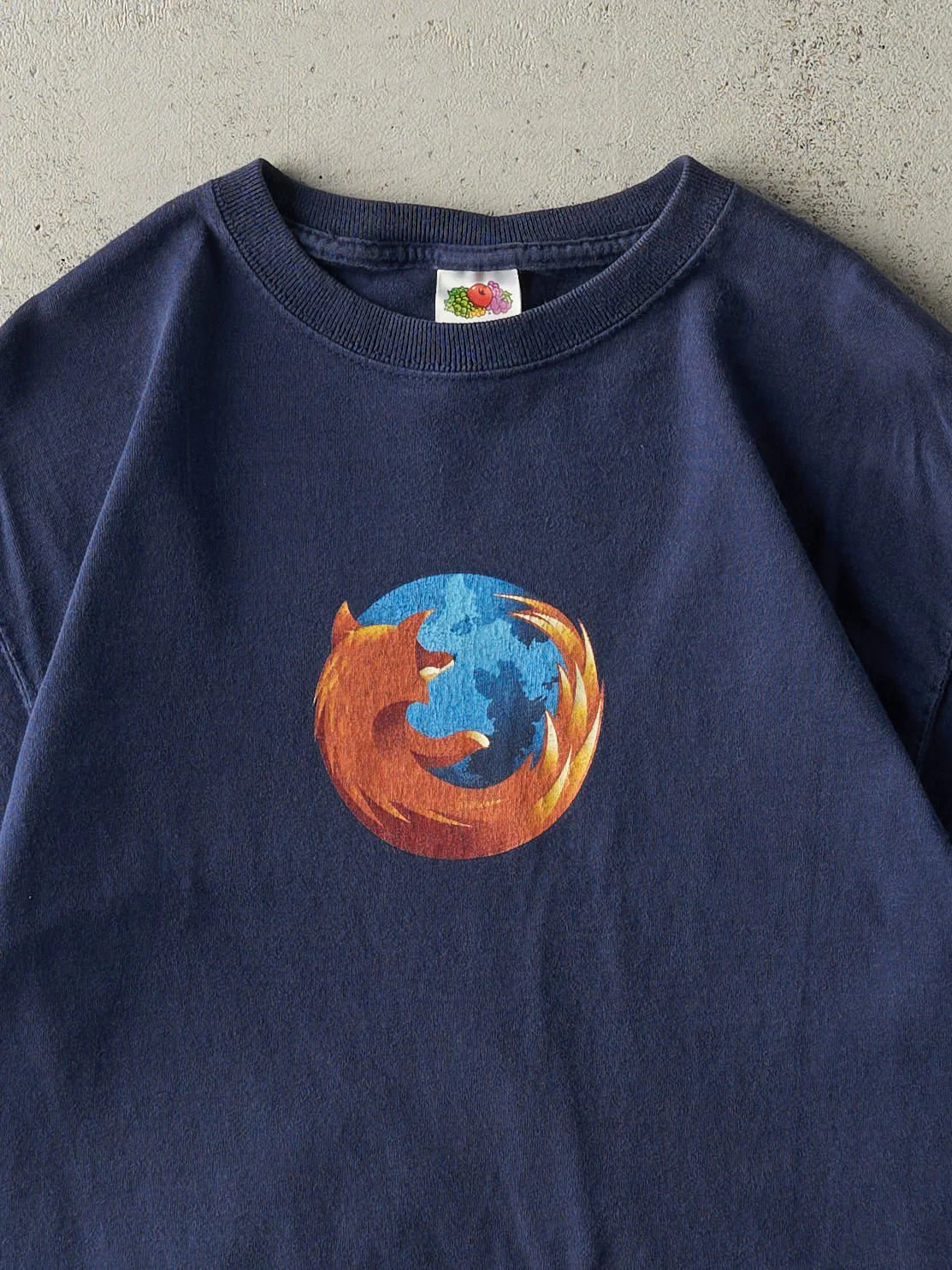 Vintage Y2K Navy Blue Mozilla Firefox Tee (S/M) - Image 3