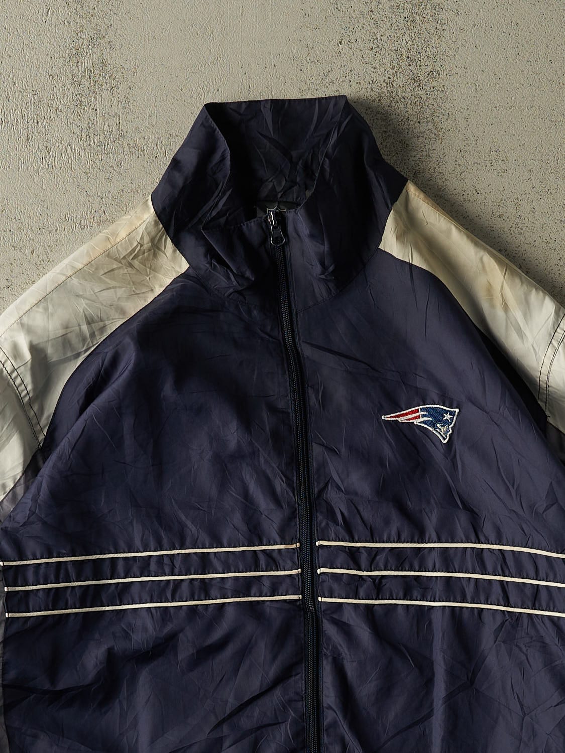Vintage Y2K Navy Blue New England Patriots Track Jacket (XXL) - Image 2