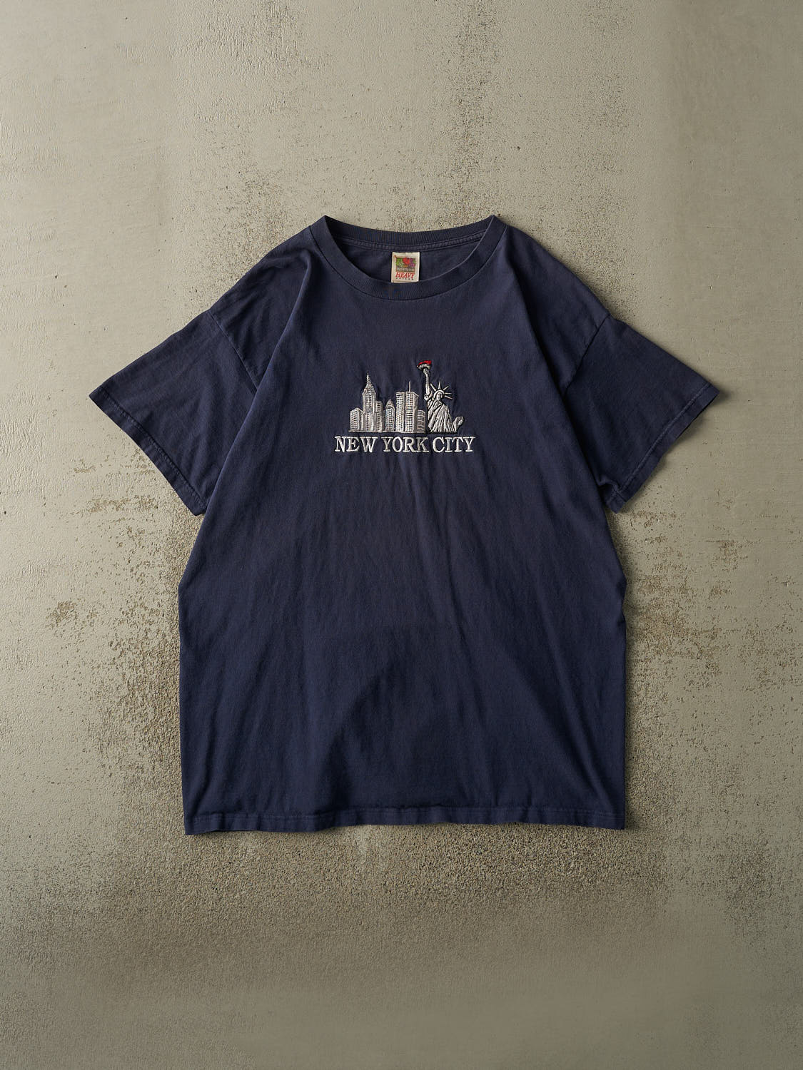 Vintage Y2K Navy Blue New York City Embroidered Tee (XL)