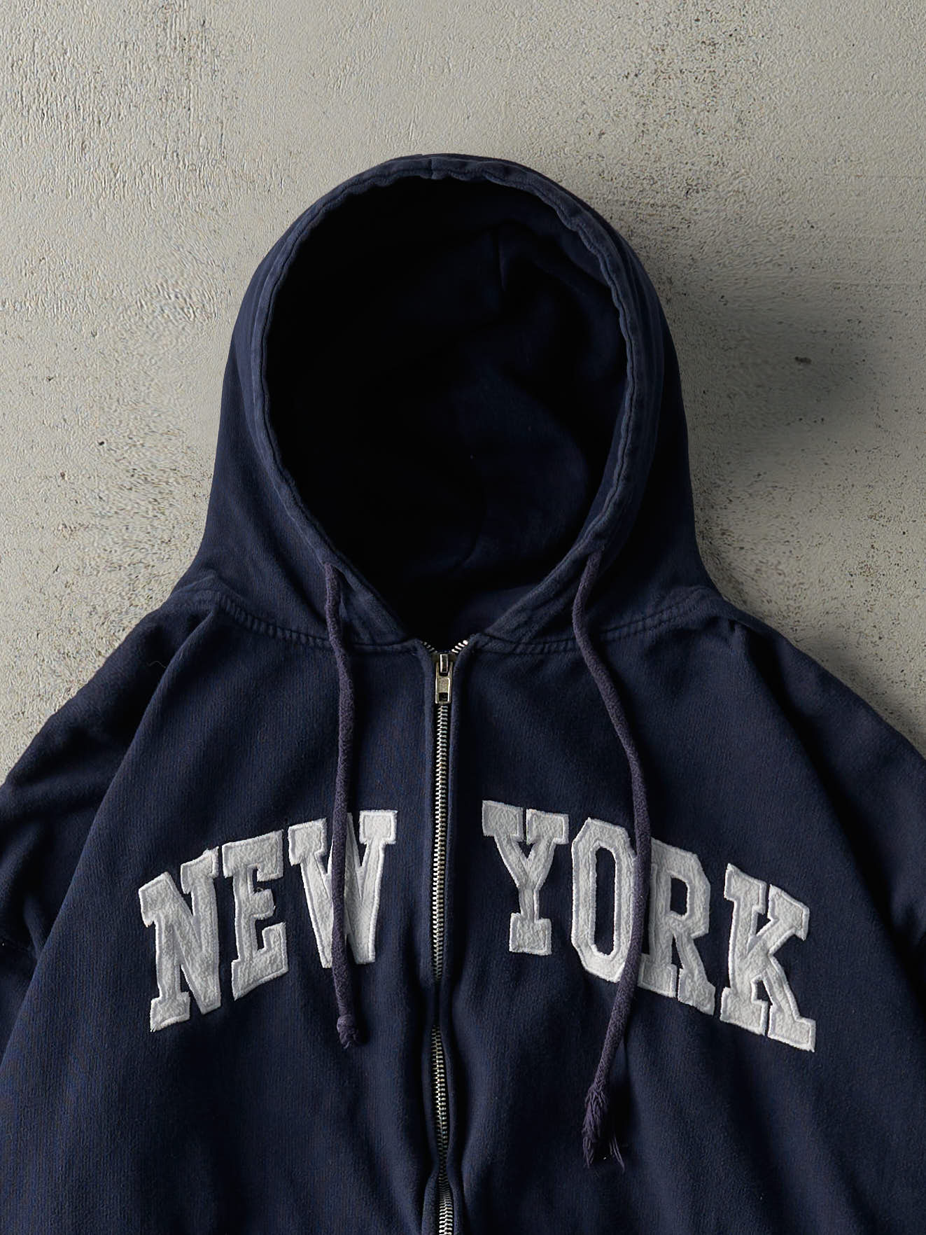 Vintage Y2K Navy Blue New York Zip Up Boxy Hoodie (M) - Image 3