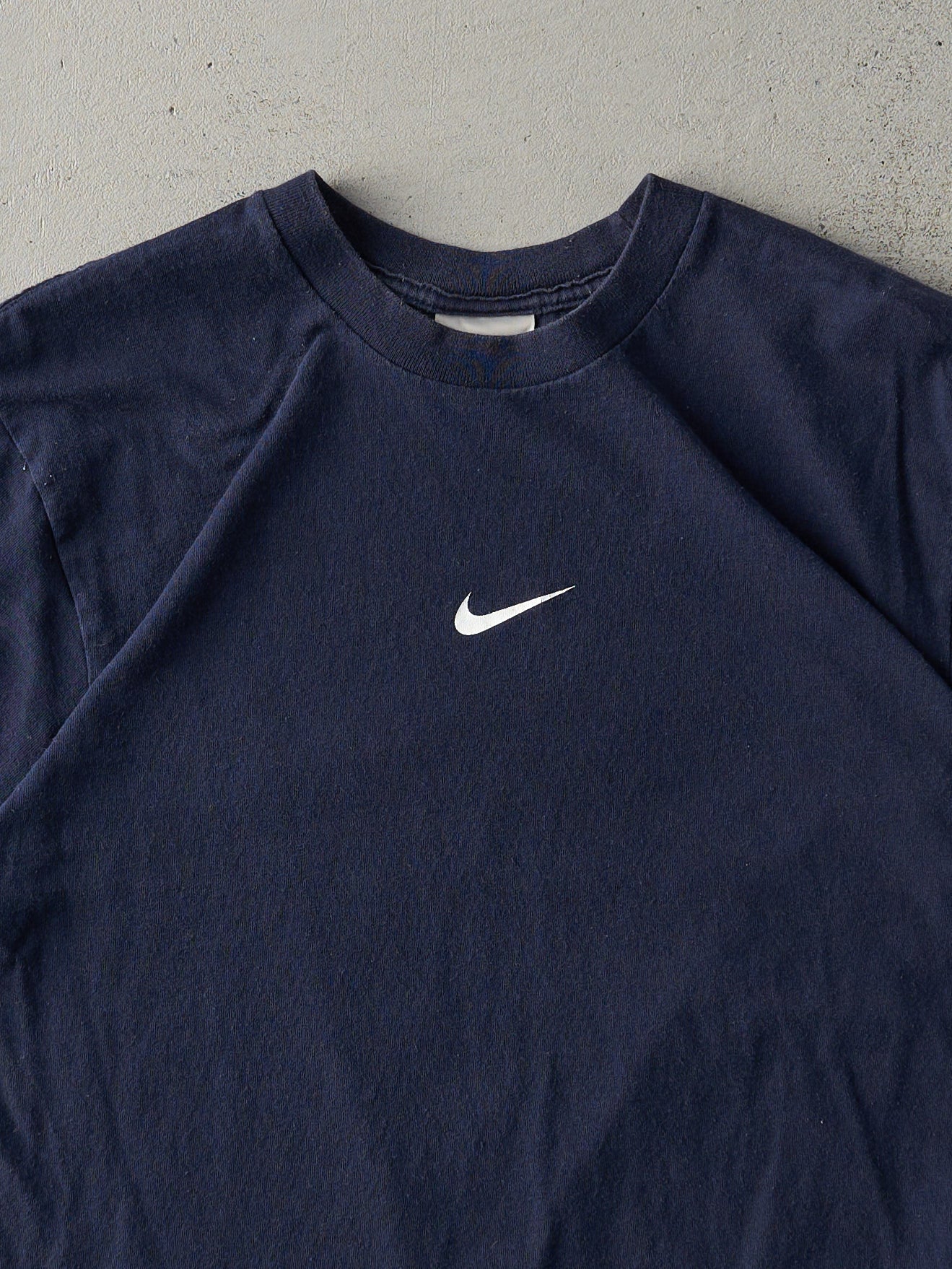Vintage Y2K Navy Blue Nike Centre Swoosh Tee (M) - Image 2
