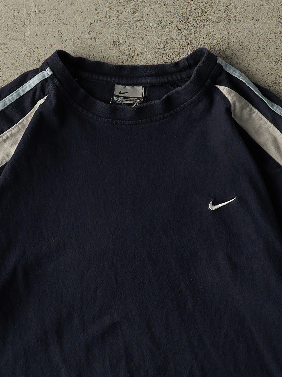 Vintage Y2K Navy Blue Nike Embroidered Tee (S/M) - Image 2