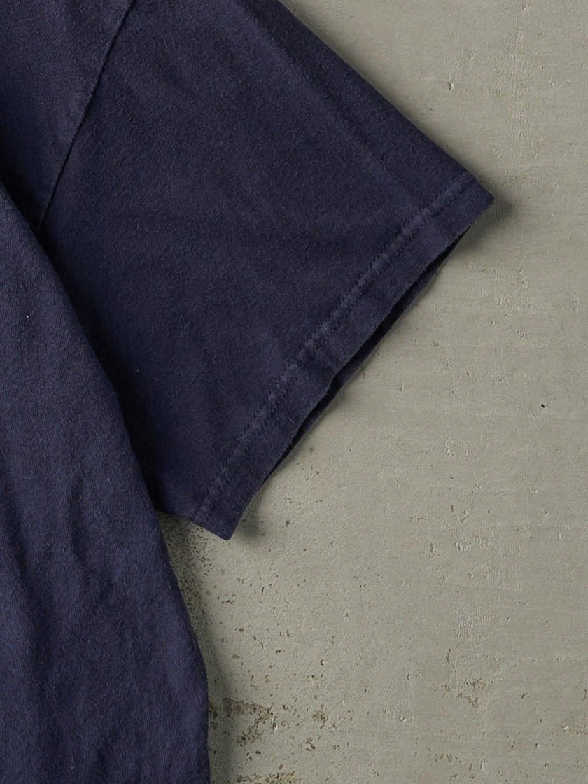 Vintage Y2K Navy Blue Nike Logo Tee (M) - Image 3