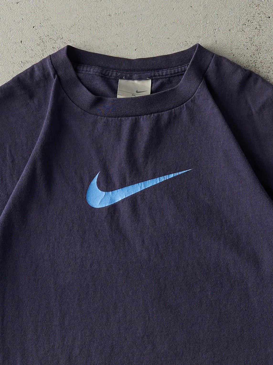 Vintage Y2K Navy Blue Nike Swoosh Tee (L) - Image 2