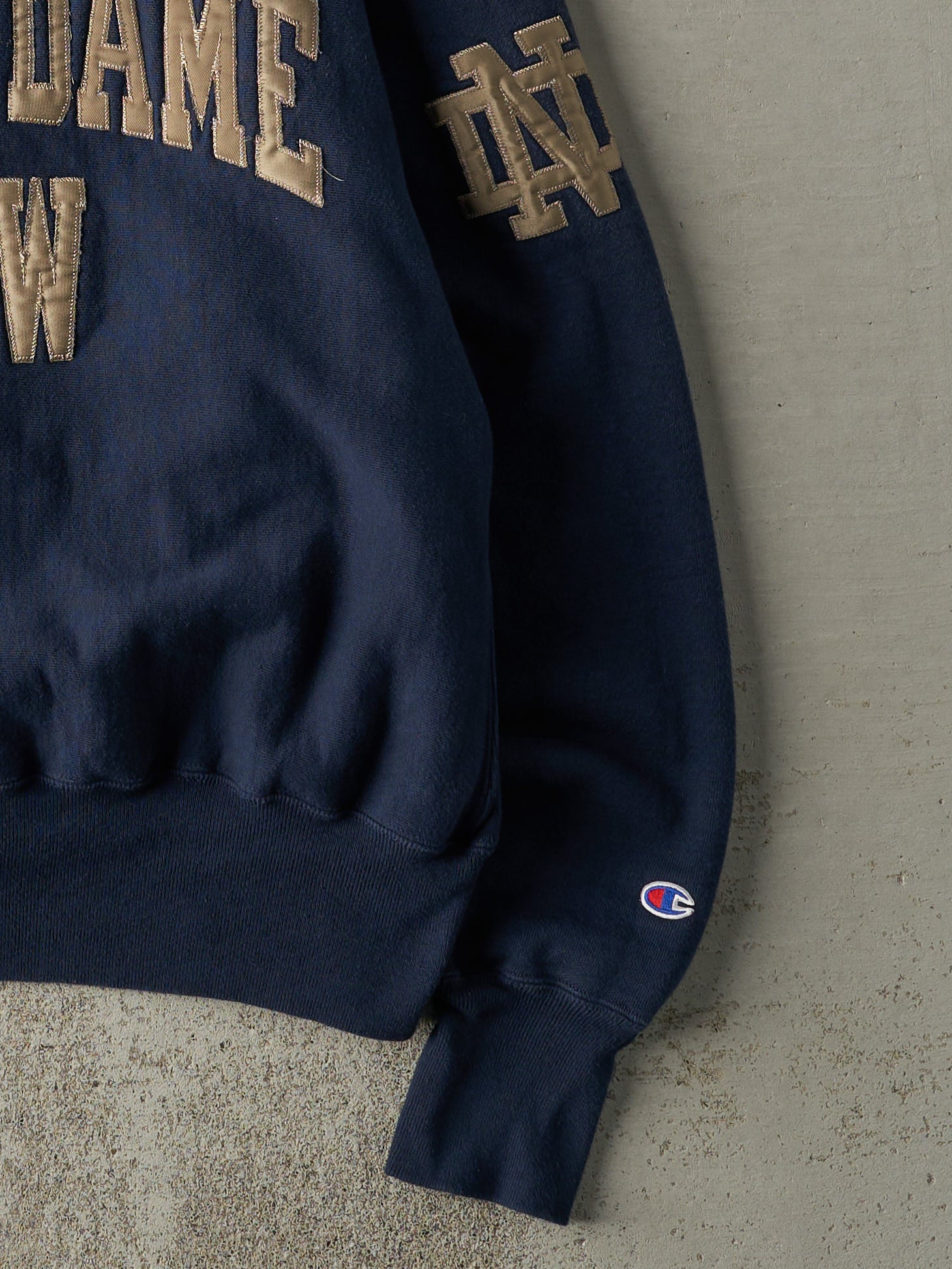 Vintage Y2K Navy Blue Notre Dame Law Champion Reverse Weave Crewneck (XL) - Image 3