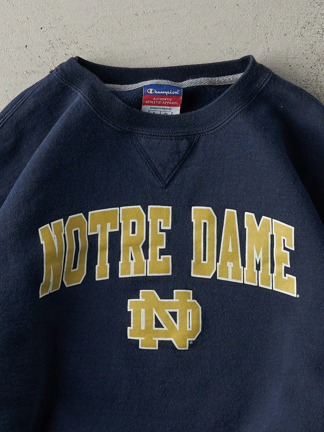 Vintage Y2K Navy Blue Notre Dame University Champion Crewneck (M/L) - Image 2