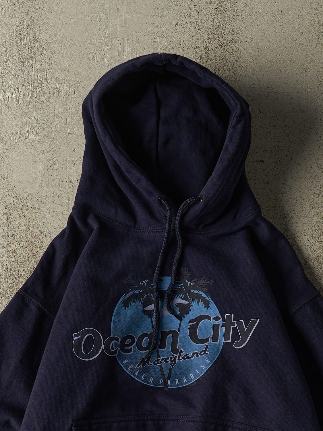 Vintage Y2K Navy Blue Ocean City Maryland Hoodie (XXS) - Image 2