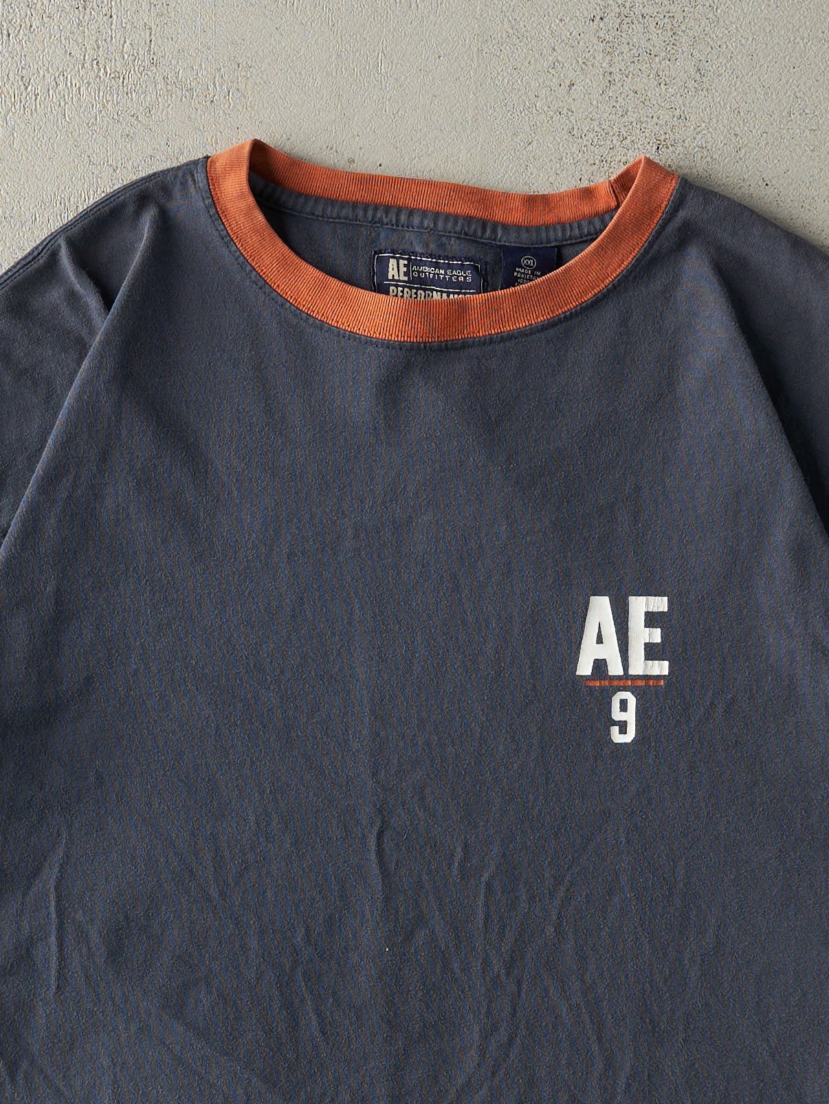 Vintage Y2K Navy Blue & Orange American Eagle Tee (XXL/XXXL) - Image 3