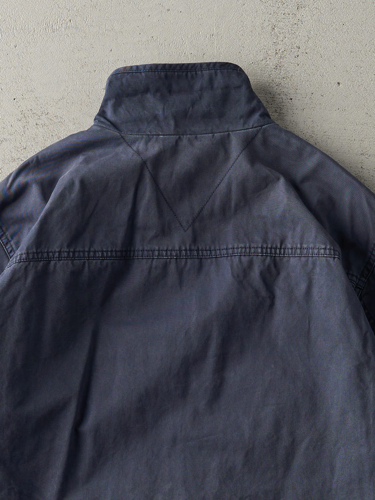 Vintage Y2K Navy Blue Plaid Lined Tommy Hilfiger Harrington Jacket (M) - Image 4