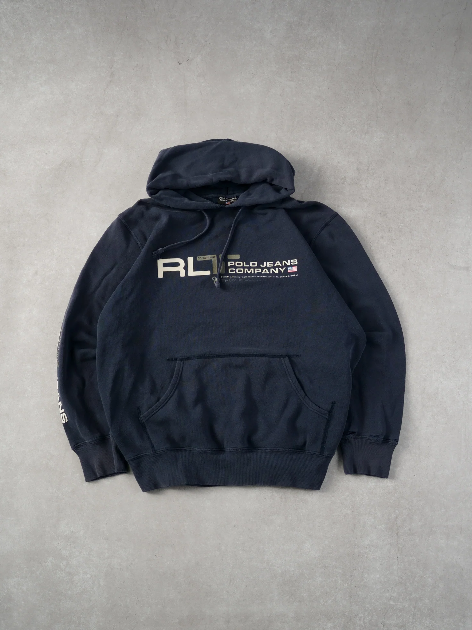 Vintage Y2k Navy Blue Polo Jeans Company Hoodie (L)