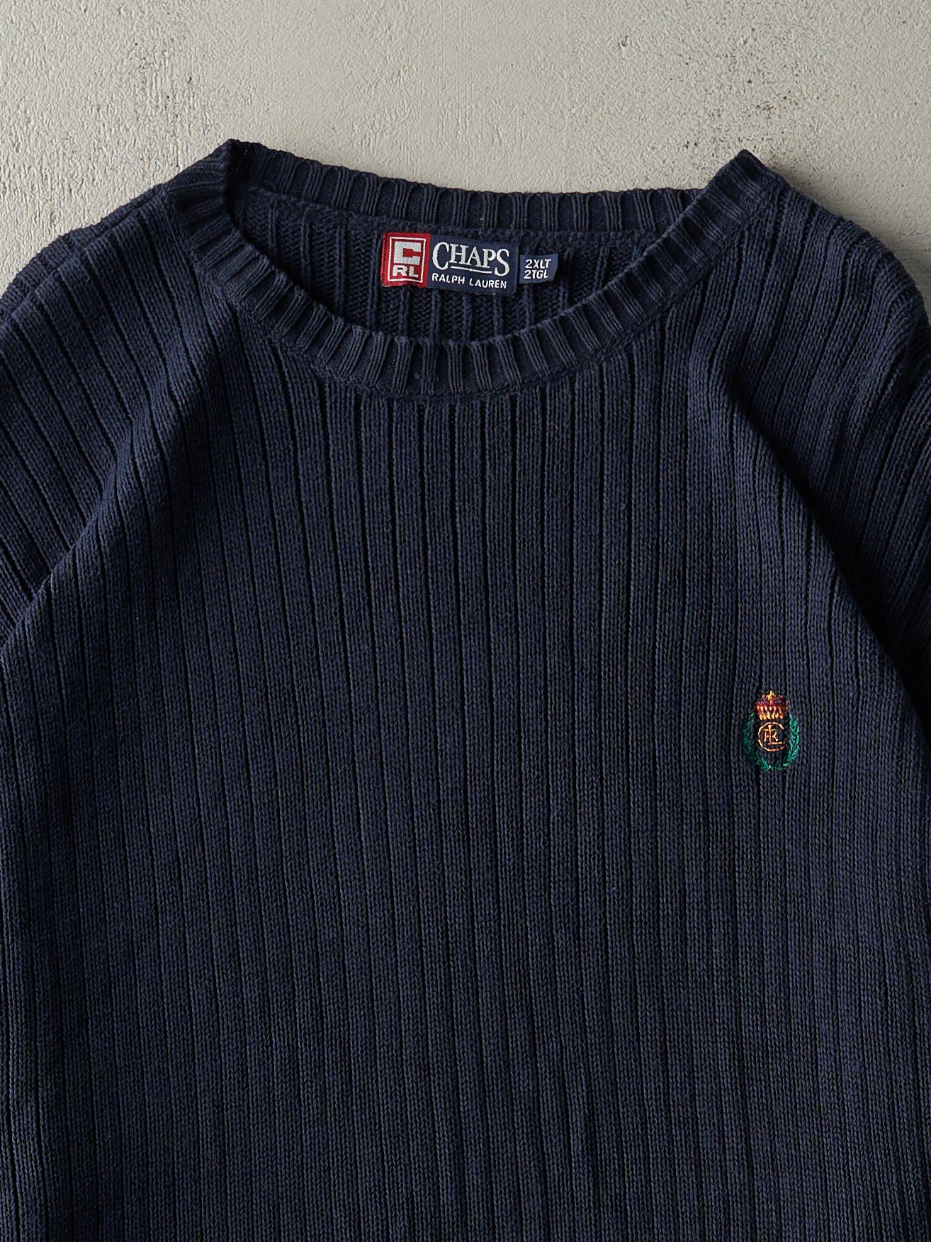 Vintage Y2K Navy Blue Ralph Lauren Knit Sweater (XL) - Image 2