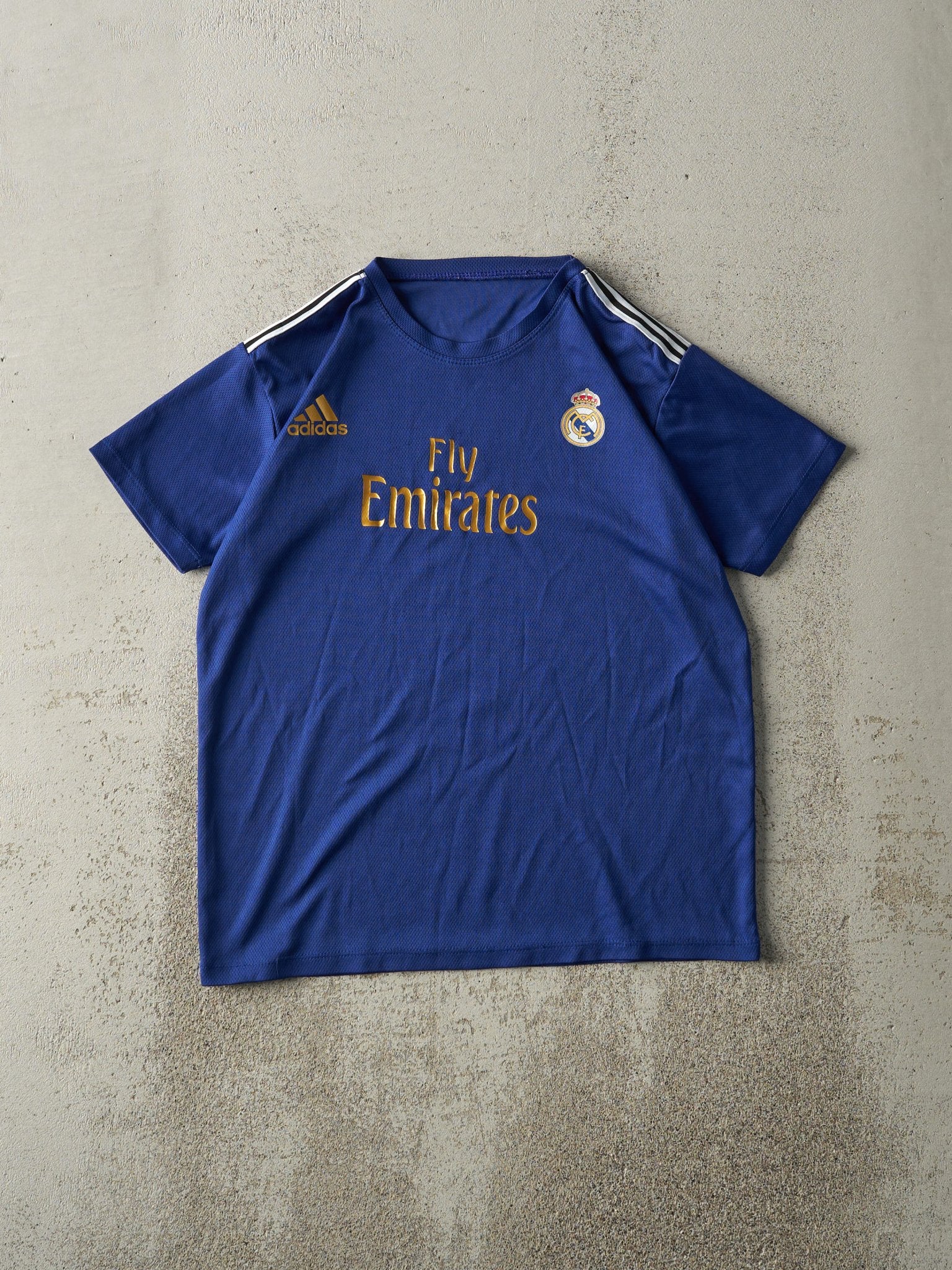 Vintage Y2K Navy Blue Real Madrid Adidas Soccer Jersey (M)