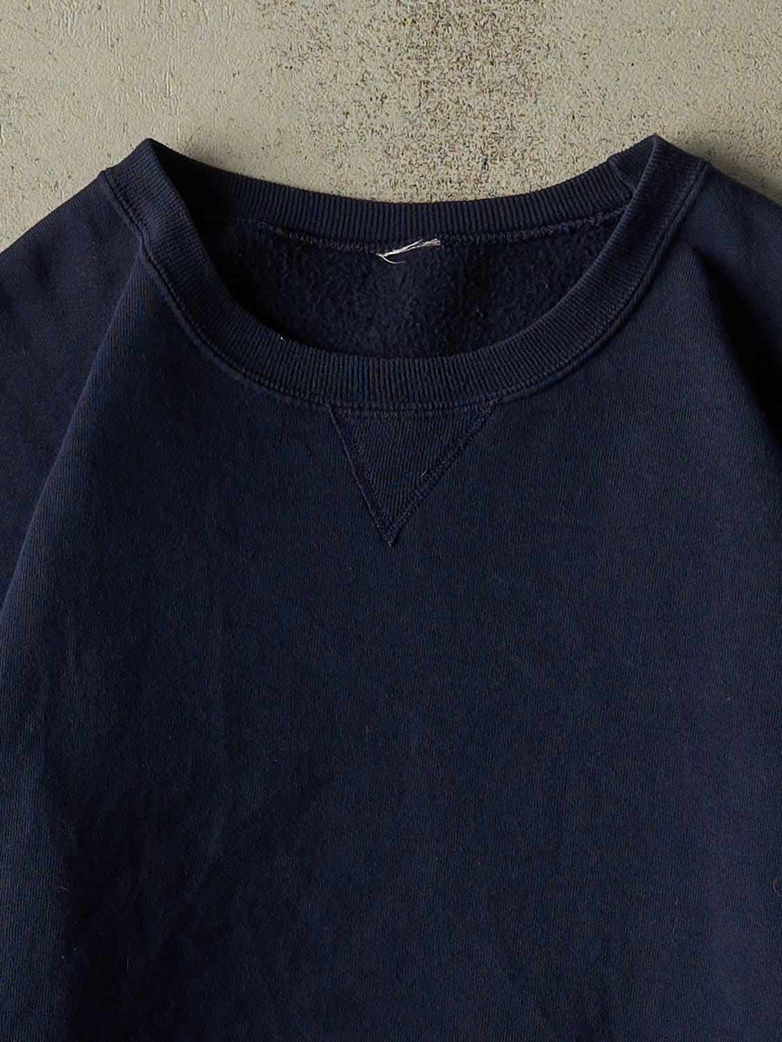 Vintage Y2K Navy Blue Russell Athletic Blank Crewneck (L/XL) - Image 2