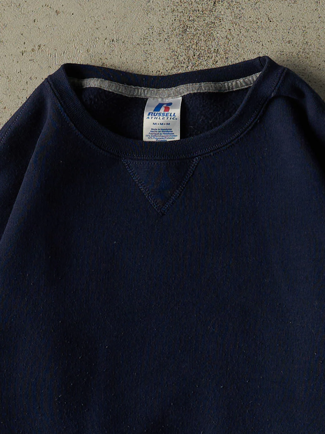 Vintage Y2K Navy Blue Russell Athletic Blank Crewneck (M) - Image 2