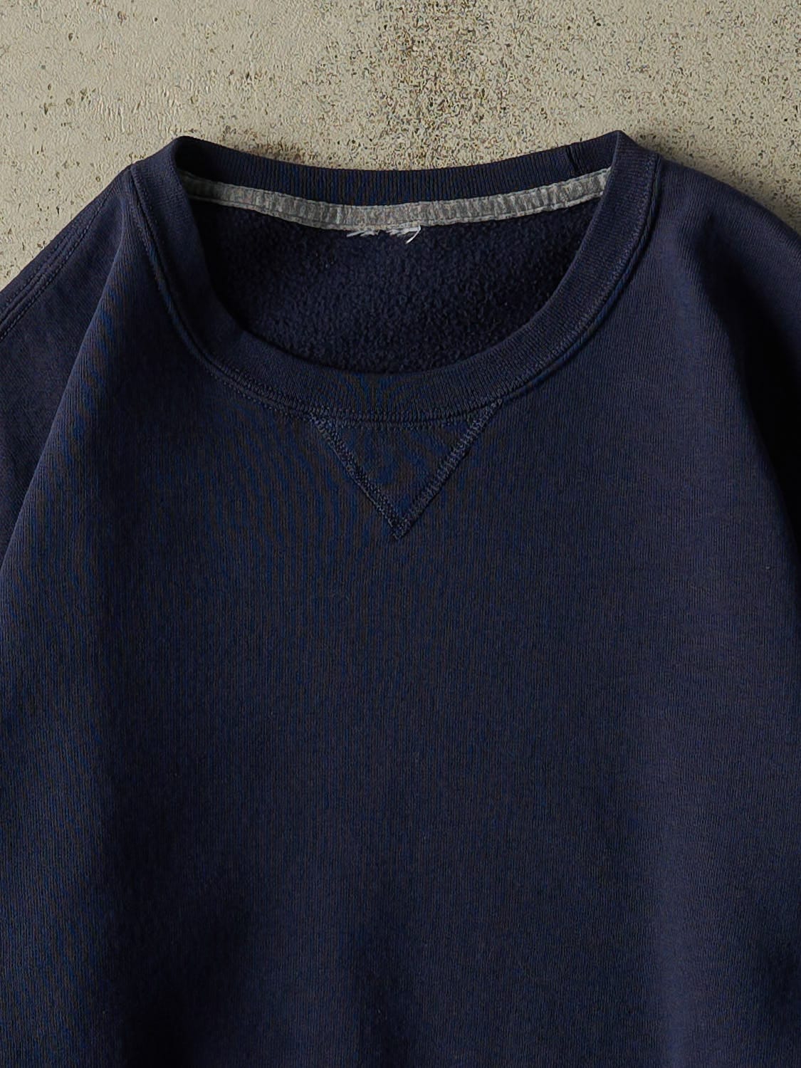 Vintage Y2K Navy Blue Russell Athletic Blank Crewneck (XL) - Image 2