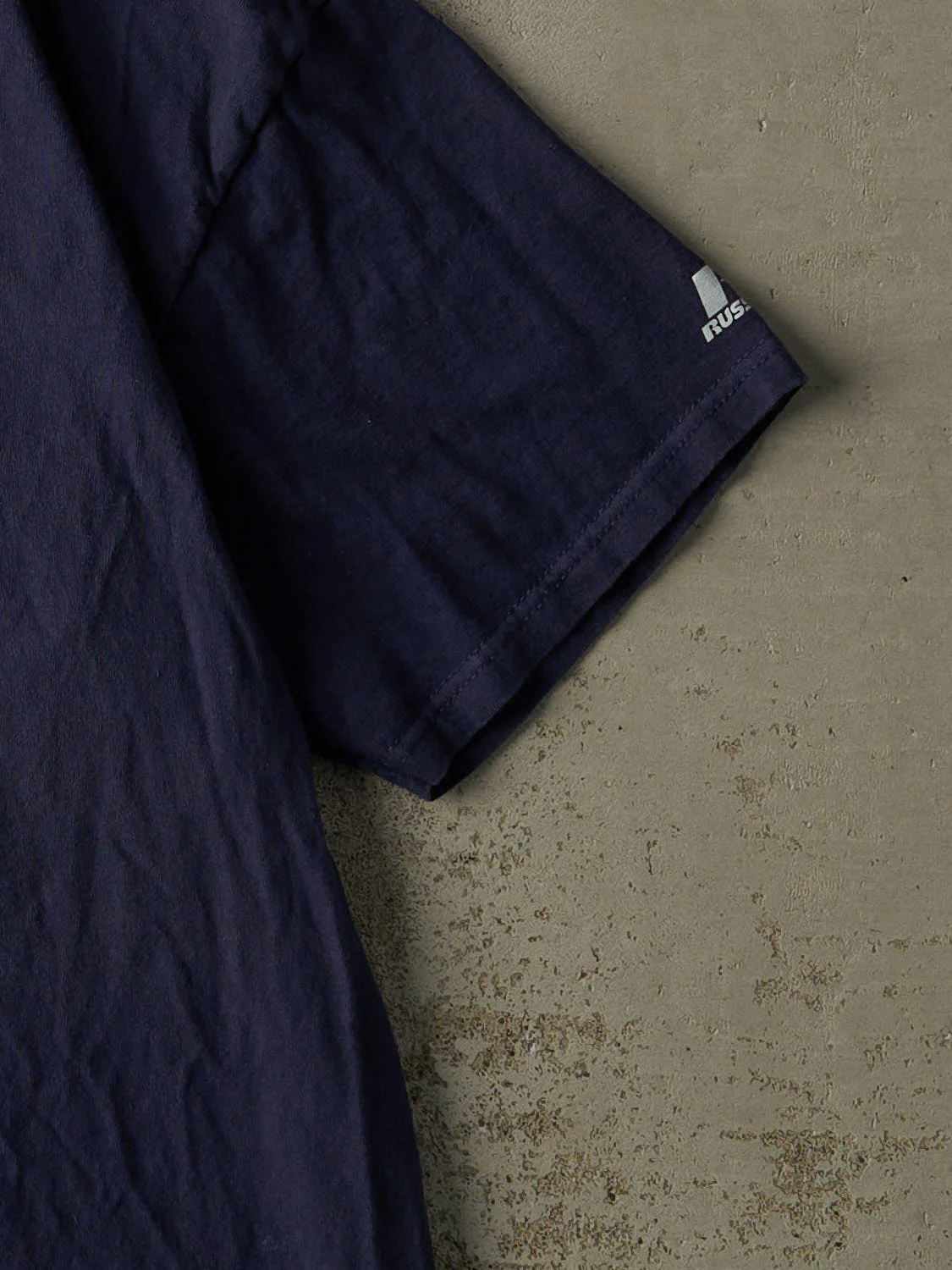 Vintage Y2K Navy Blue Russell Athletic Blank Tee (L/XL) - Image 4
