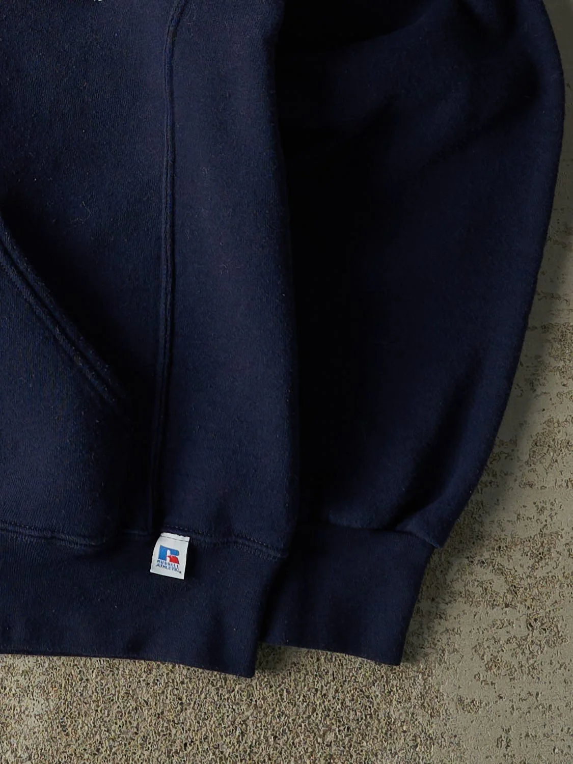 Vintage Y2K Navy Blue Russell Athletic Brock University Embroidered Hoodie (S/M) - Image 4