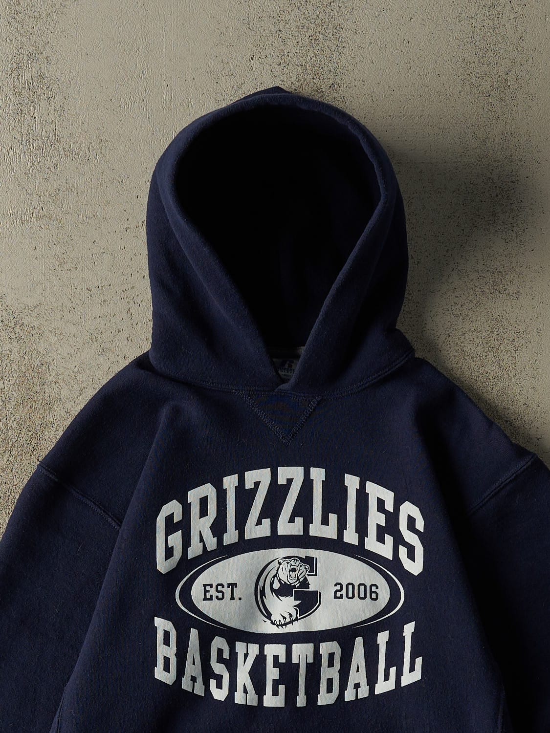 Vintage Y2K Navy Blue Russell Athletic Grizzlies Basketball Hoodie (XS) - Image 2