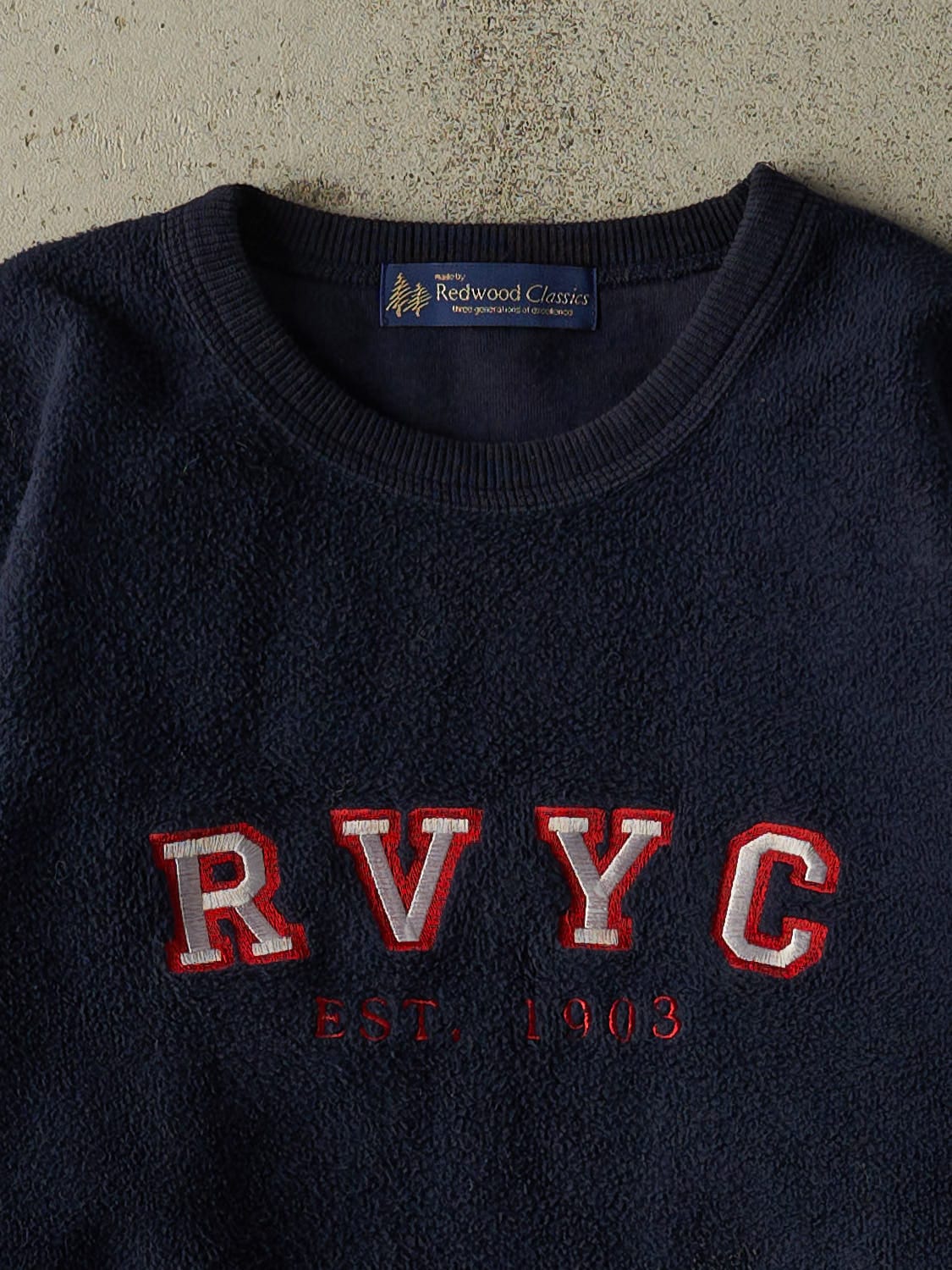 Vintage Y2K Navy Blue RVYC Inside Out Crewneck (M) - Image 2
