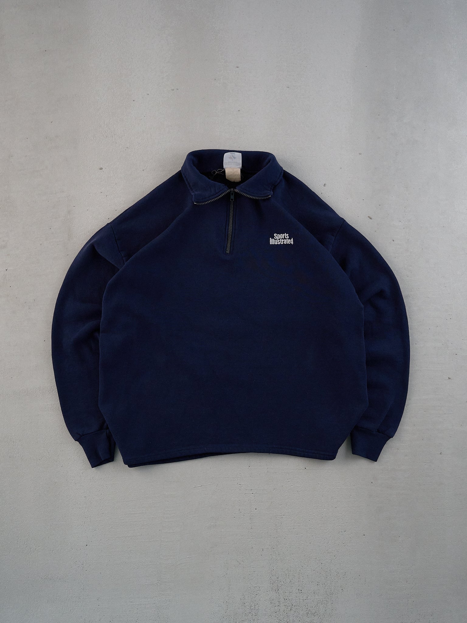 Vintage Navy Blue Sports Illstrated Collared 1/4 Zip Crewneck (L)